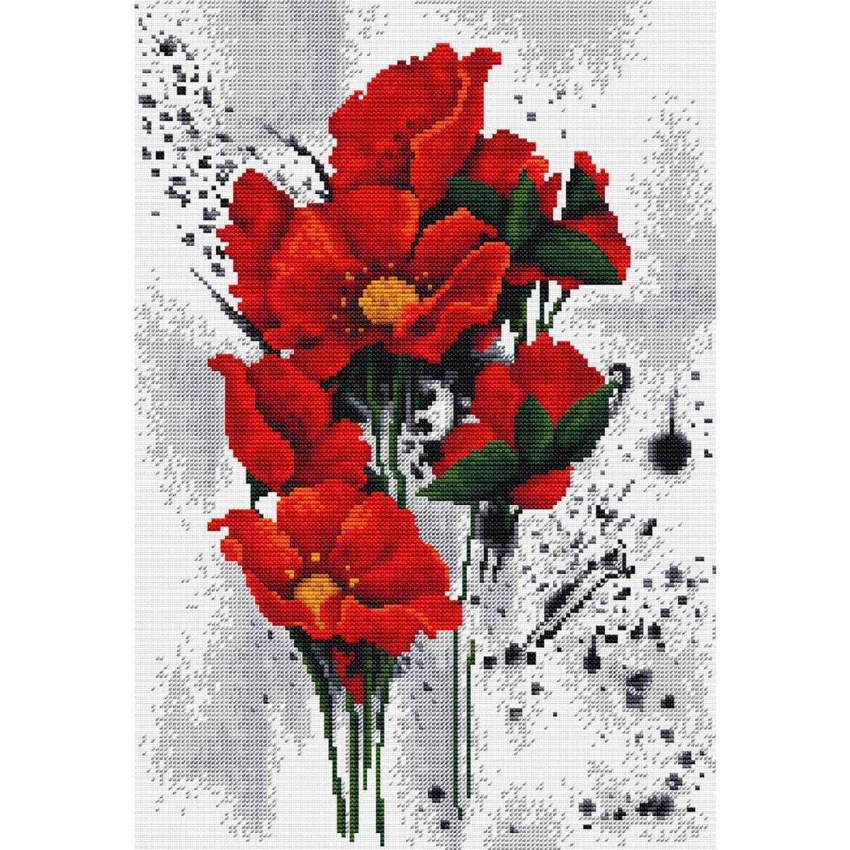 Luca-S Kreativset Luca-S Kreuzstich Set "Die Mohnblumen", Zählmuster, 26x38cm, (embroidery kit by Marussia)