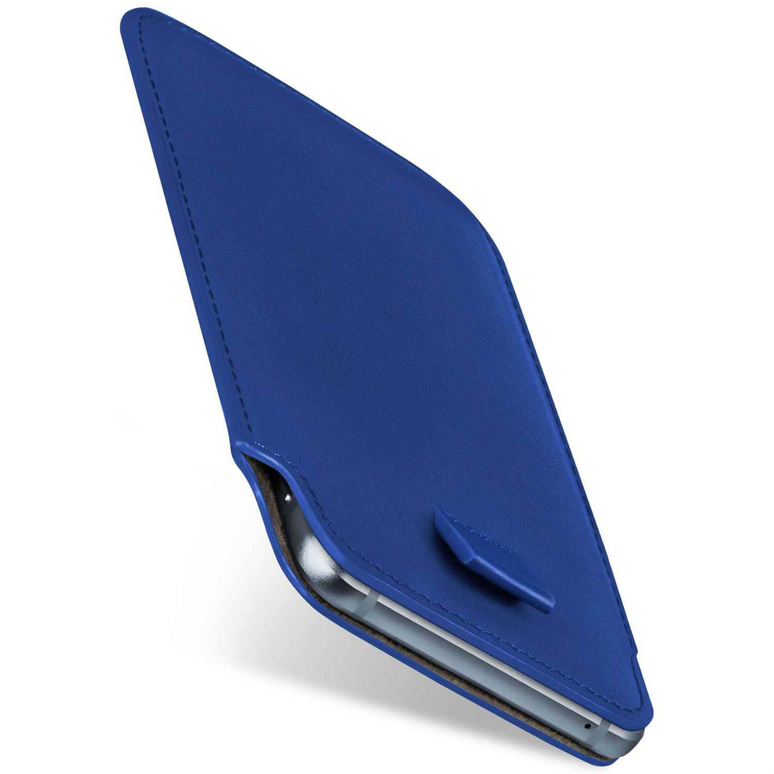 moex Handyhülle für Samsung Galaxy Xcover 4s Hülle Leder Optik Pull Case Blau 5 Zoll, Holster Handytasche Schutzhülle Sleeve Hülle Etui 360 Grad Schutz Dünn