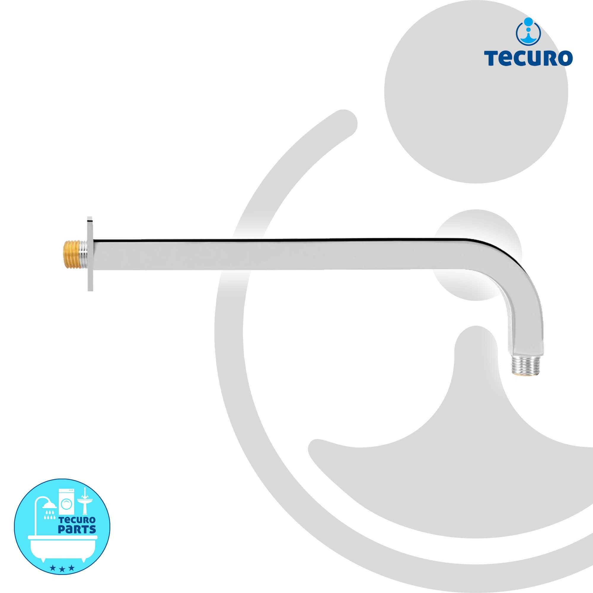 tecuro Brausearm DESIGN eckiger 400 mm Brausearm 90° gebogen für Regenbrausen
