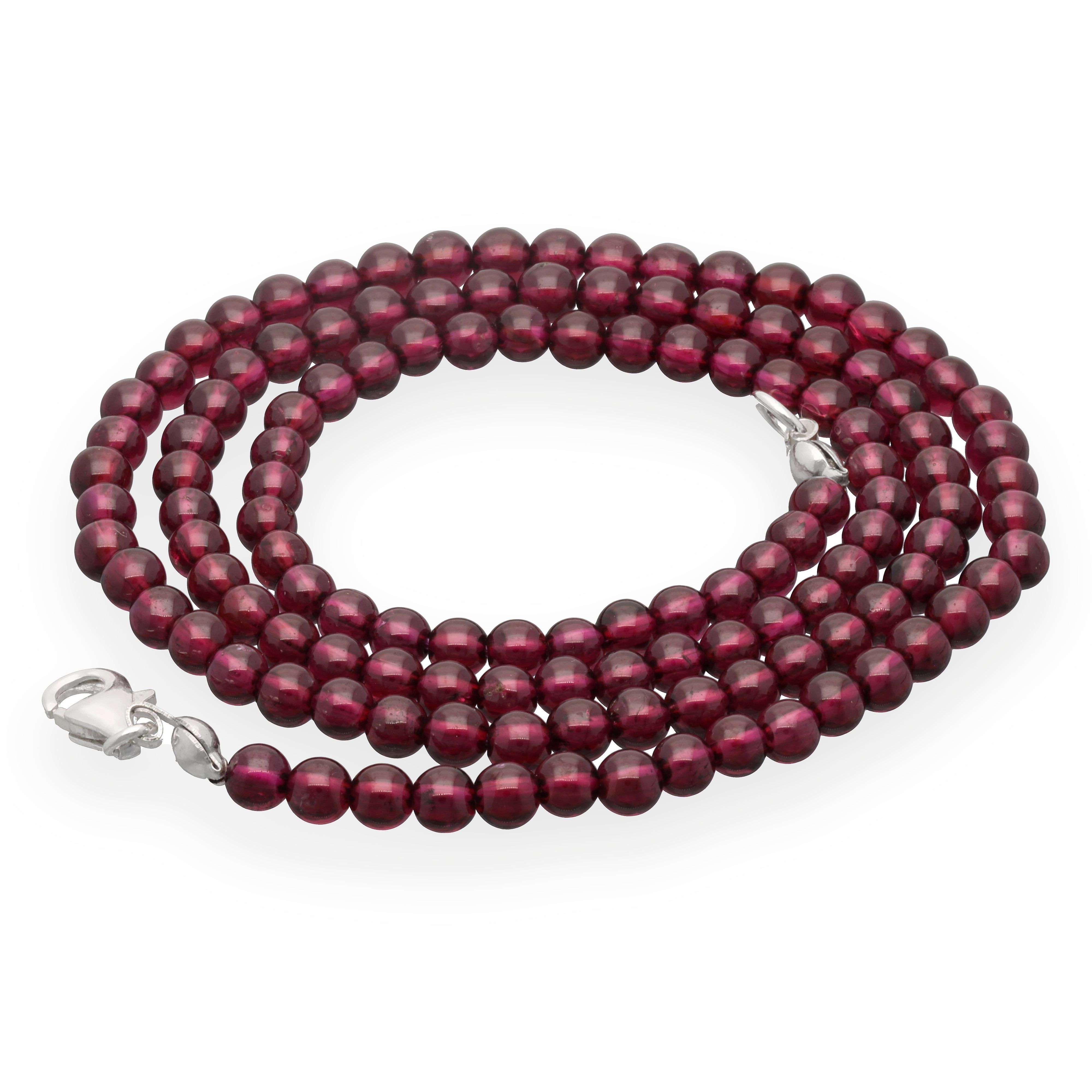 Lebensquelle Plus Kette ohne Anhänger Edelstein Kugelkette + 925 Silber Verschluss, Ø 4mm Kugeln 45cm lang