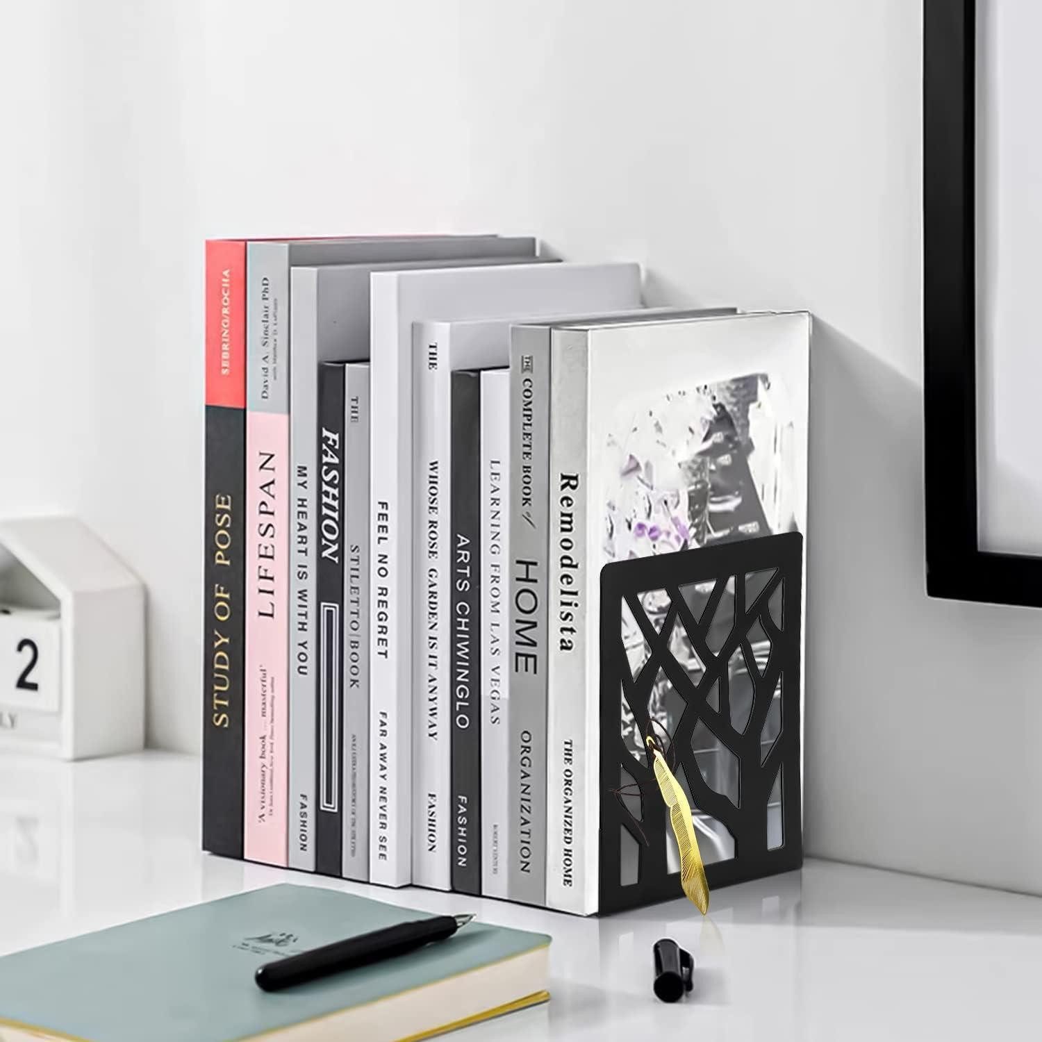 LuxusKollektion Buchstütze Buchstützen Metall Schwarz für Regal, Book Holder für Bücher