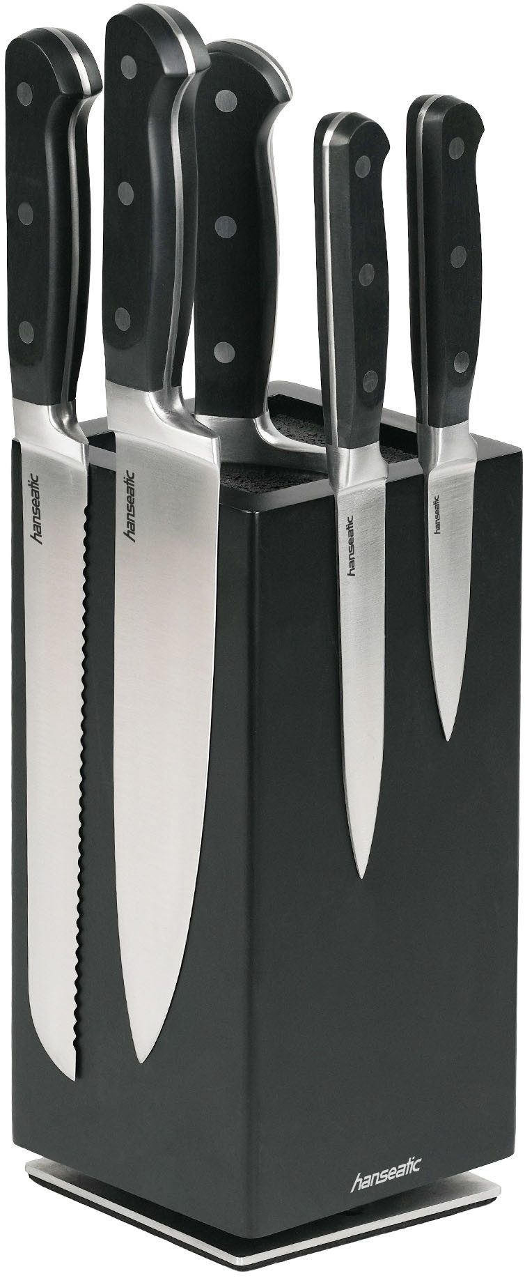 Hanseatic Magnet-Messerblock hanseatic PREMIUM, aus Holz, Messerblock Set, 6-tlg. (6tlg), elegantes Design, herausnehmbarer Borsteneinsatz, 360-Grad-drehbar