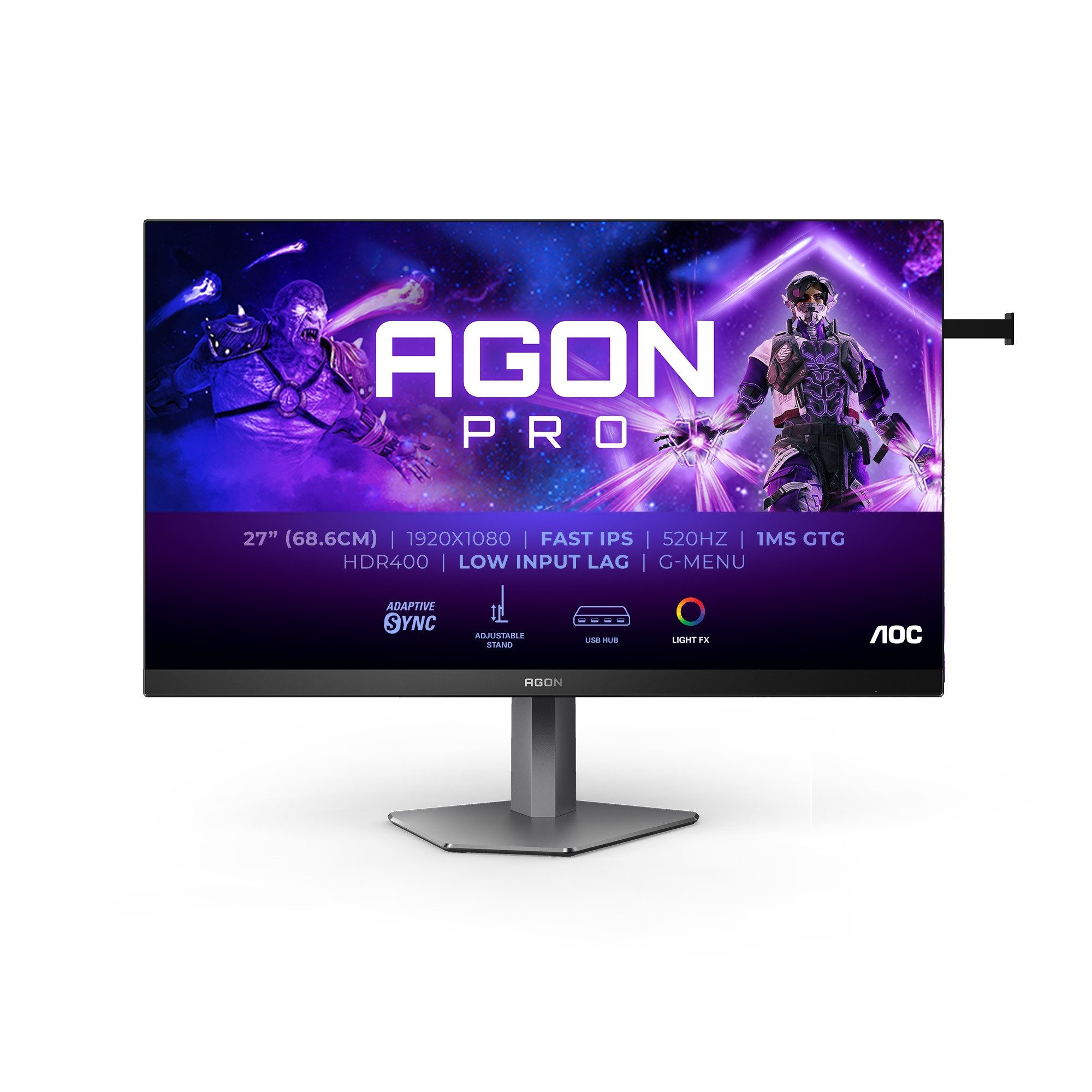AOC AG276FK Gaming-Monitor (68,5 cm/27 ", 1920 x 1080 px, Full HD, 0,3 ms Reaktionszeit, 520 Hz, Fast-IPS, höhen-, neig-, kipp-, schwenkbar)