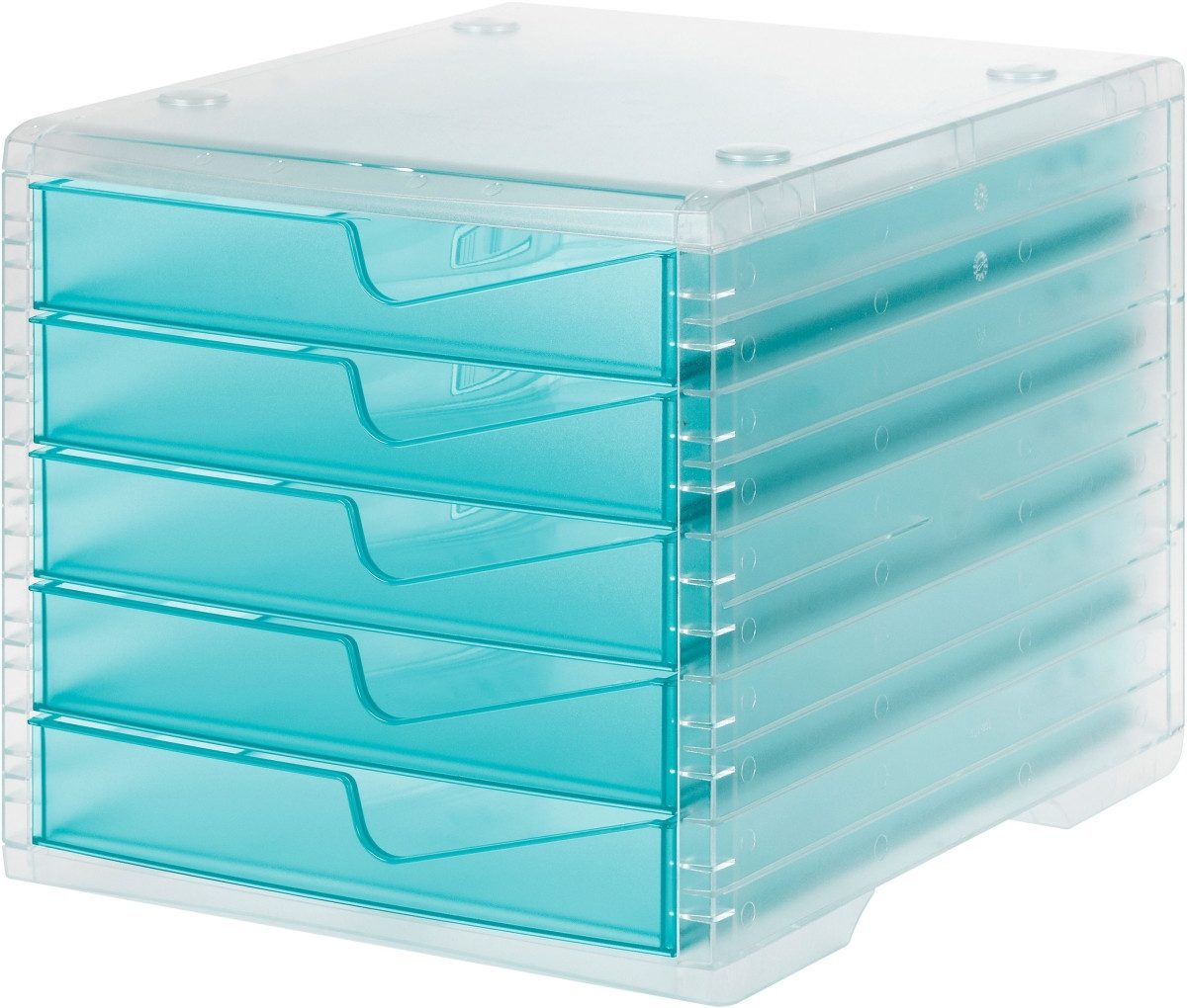 STYRO Organizer Schubladenbox styrowingsbox 5 Schübe light transparent/aqua