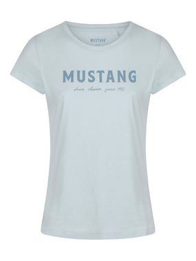 MUSTANG T-Shirt Damen Logo Printshirt Alexia C Logo Slim Fit (4-tlg) Basic Kurzarm Tee Shirt mit Rundhalsausschnitt aus 100% Baumwolle