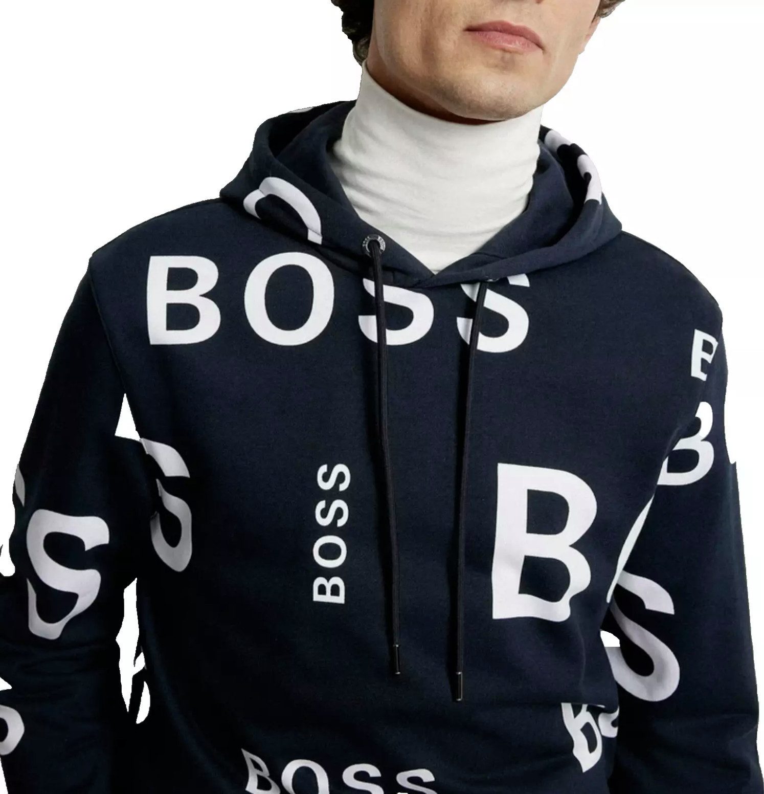 BOSS Kapuzensweatshirt Herren Seeger 33 Sweatshirt ZA mit Kordelzug Metallkordelenden und Logo-Ösen