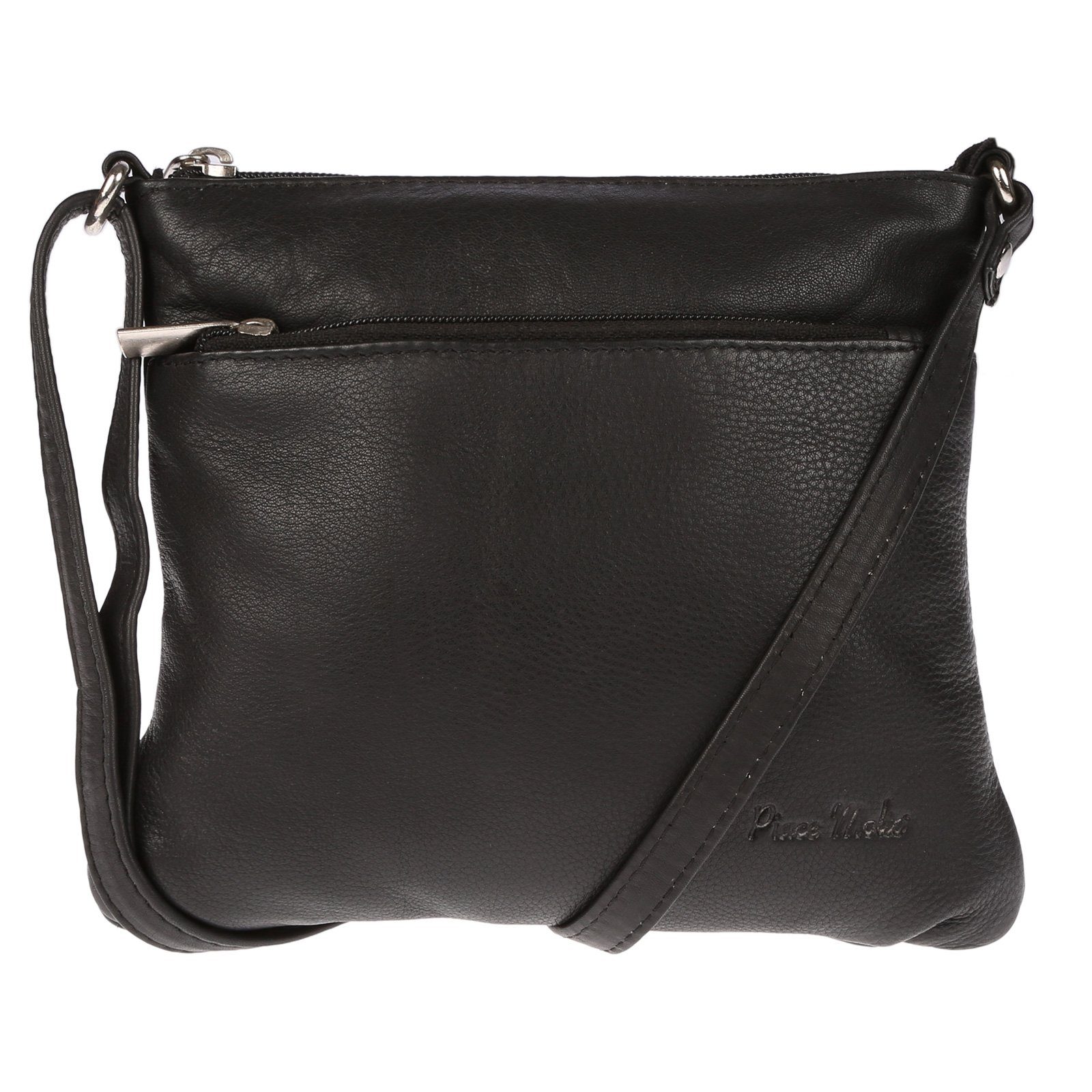 Christian Wippermann Umhängetasche Kleine echt Leder Damen Umhängetasche Schultertasche, Tasche Handtasche Schwarz
