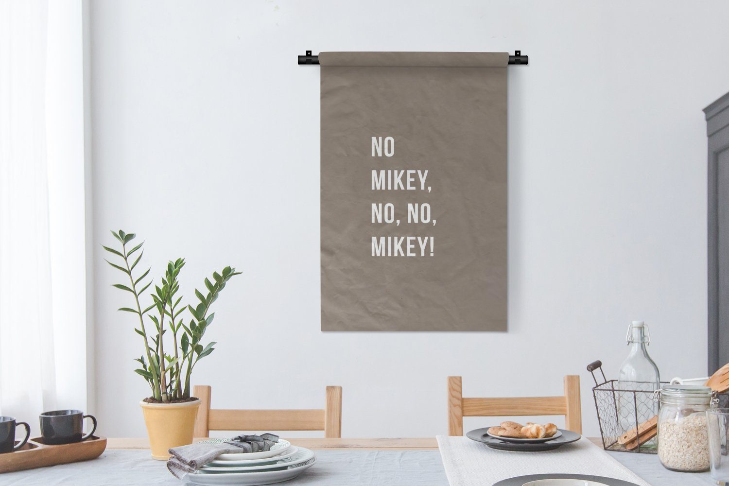 für Zitate Mikey, Schlafzimmer, Braun, Wohnzimmer, Kleid, nein, nein, Wanddekoobjekt Nein - - MuchoWow Kinderzimmer Wanddeko Wandbehang, Mikey!