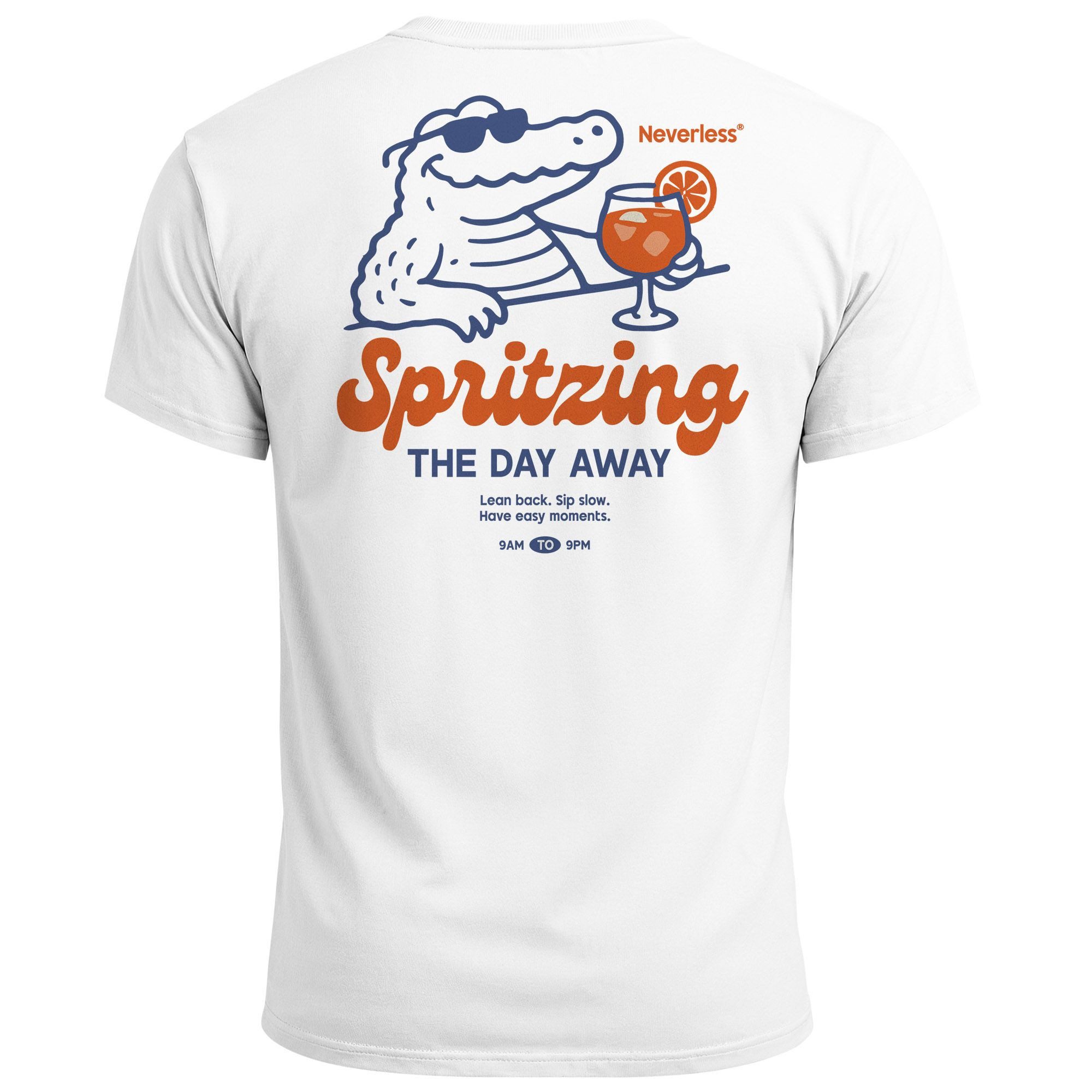 Print-Shirt Herren T-Shirt Backprint Spritzing the day away Alligator Retro