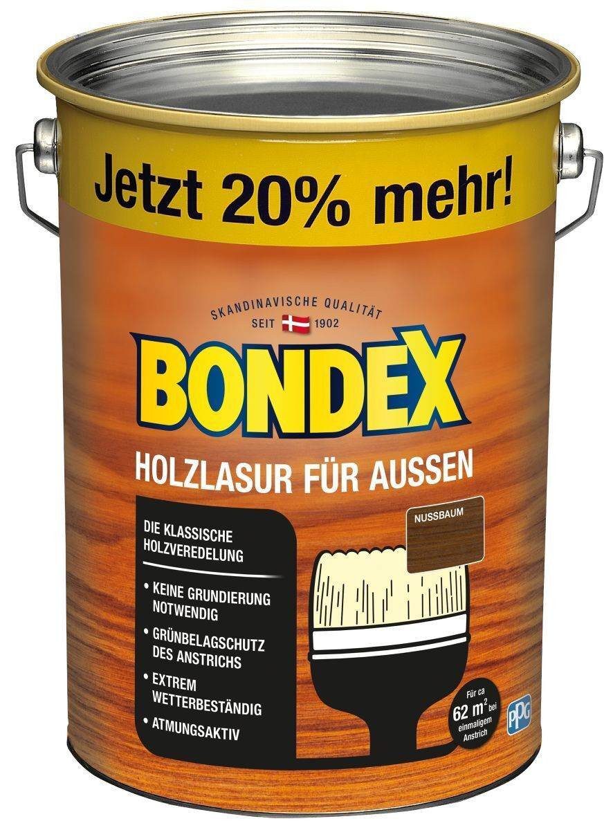 Holzschutzlasur Bondex Holzlasur für Außen, witterungsbeständig, 4,8 l, Nussbaum