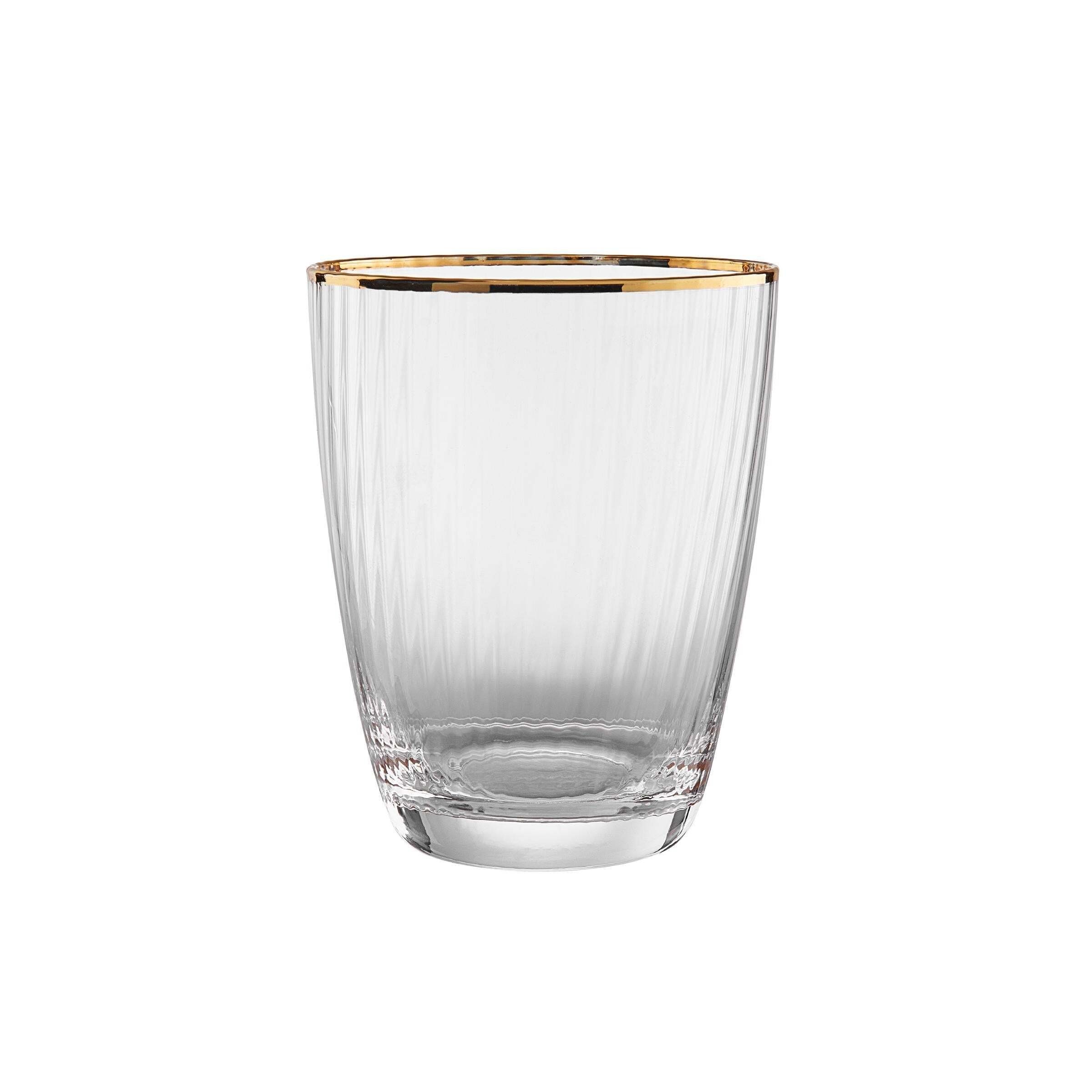 BUTLERS Glas, mit Glas GOLDEN TWENTIES Rillen mundgeblasen Goldrand Glas und 300ml,