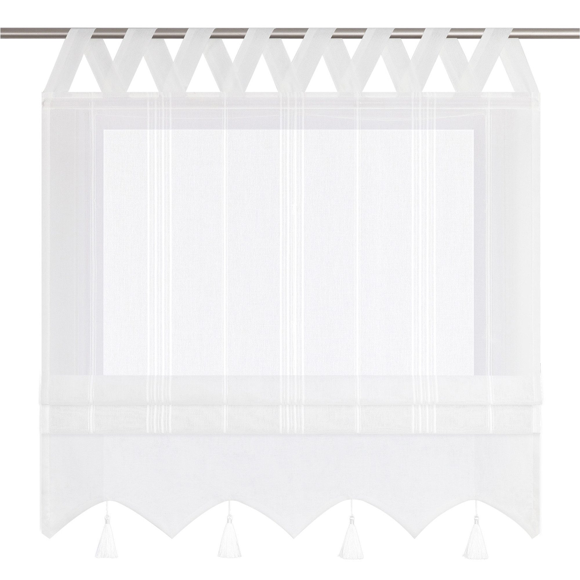 Delien Raffrollo Catrin, Leinenoptick mit V Schlaufen, abgesetzte Blende günstig online kaufen