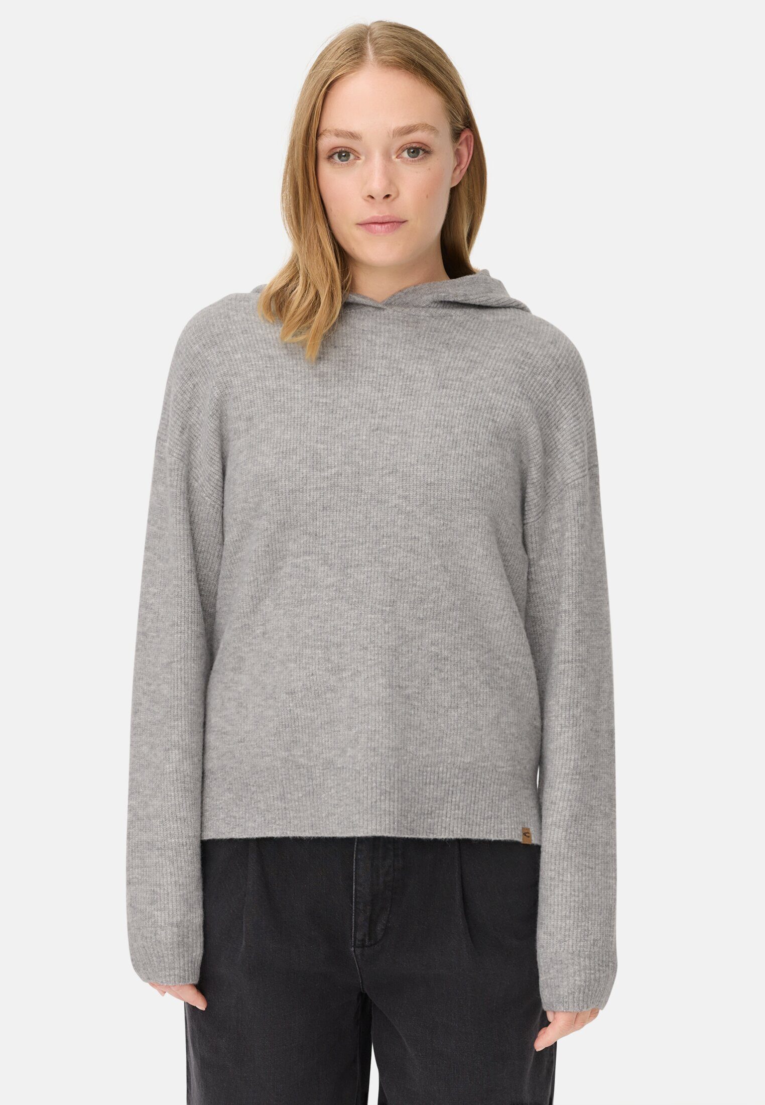 camel active Strickpullover mit Kapuze Langarm Kapuze Markenlogo günstig online kaufen