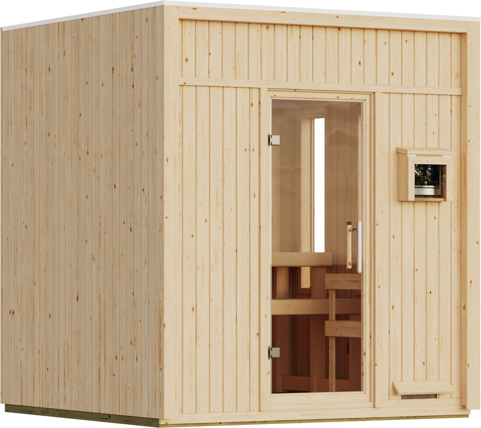 Karibu Saunahaus Armando, BxTxH: 219,5 x 216,5 x 244 cm, 73 mm, verschiedene Varianten