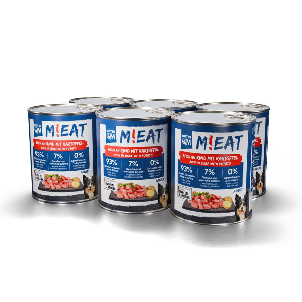 NutriQM Nassfutter M!EAT Rind und Kartoffel, Nassfutter für: Hund
