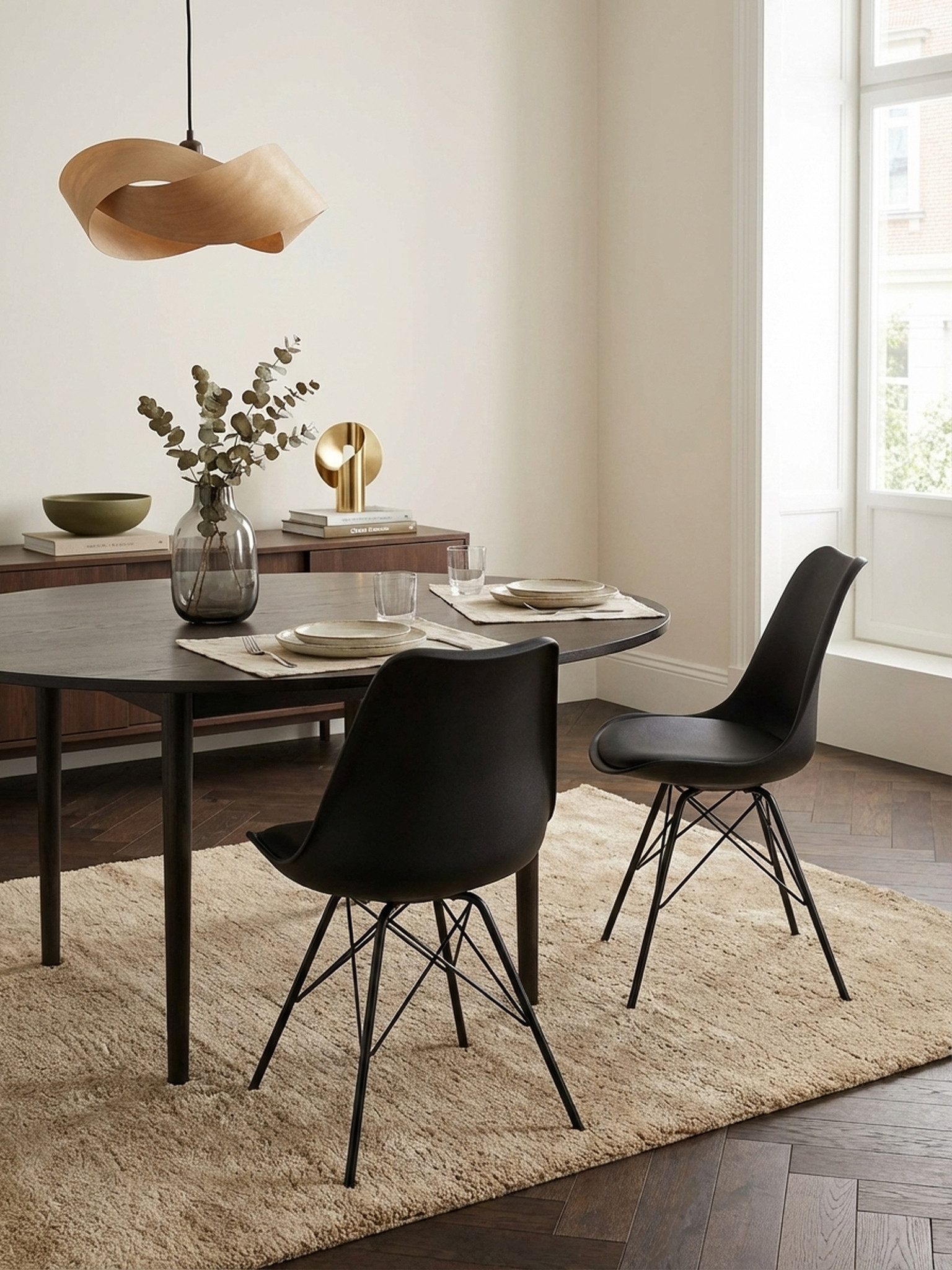 KADIMA DESIGN Esszimmerstuhl Esszimmerstuhl 2er Set Schwarz Küchenstuhl Kunststoff Skandinavisches (Design, Schalenstuhl mit Kunstleder-Bezug, Polsterstuhl Stuhl), Gepolstert