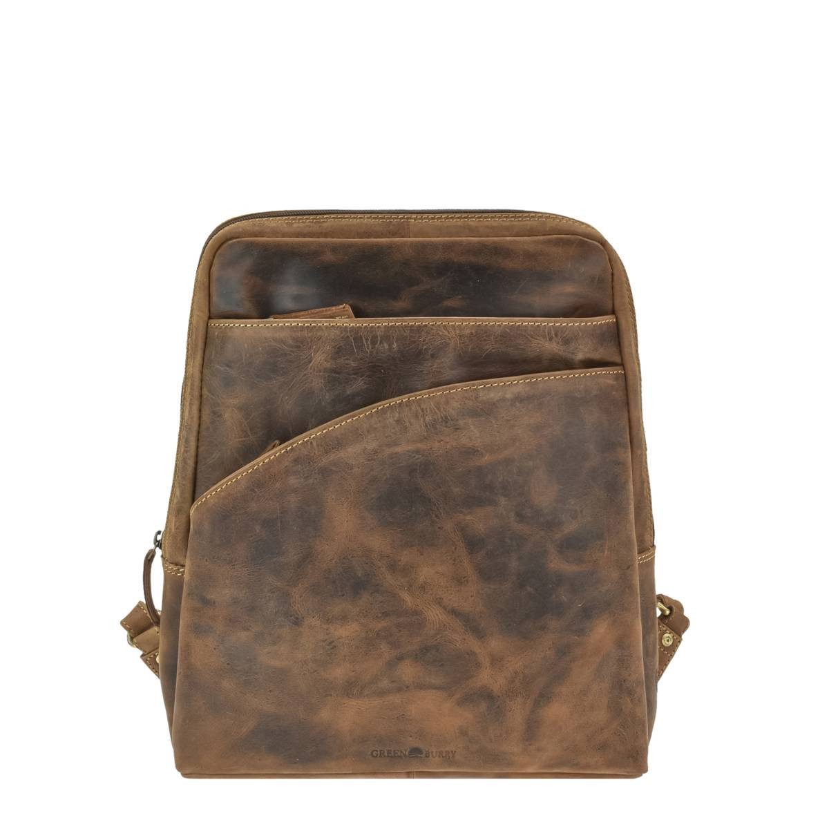 Greenburry Freizeitrucksack "Vintage" Damenrucksack 28x34cm antikbraun, Cityrucksack Damen klein, Tagesrucksack