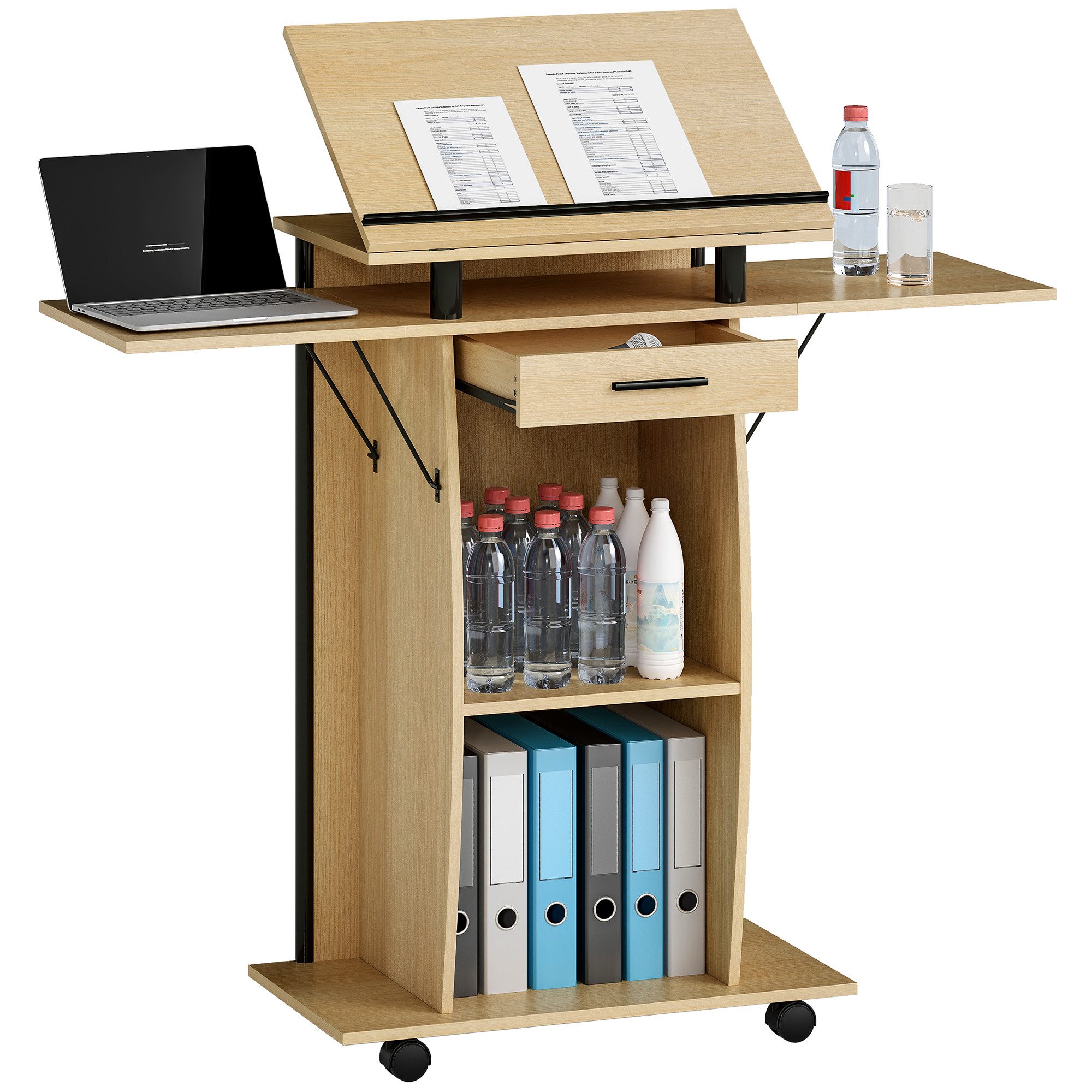 HOMCOM Computertisch mit klappbaren Seitenflügeln (Redepult, 1-St., Laptop- günstig online kaufen