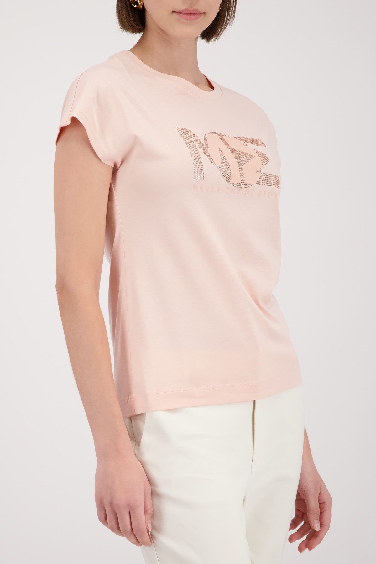 Monari T-Shirt Shirt Basic Schmuck Regular fit mit Strasssteinen