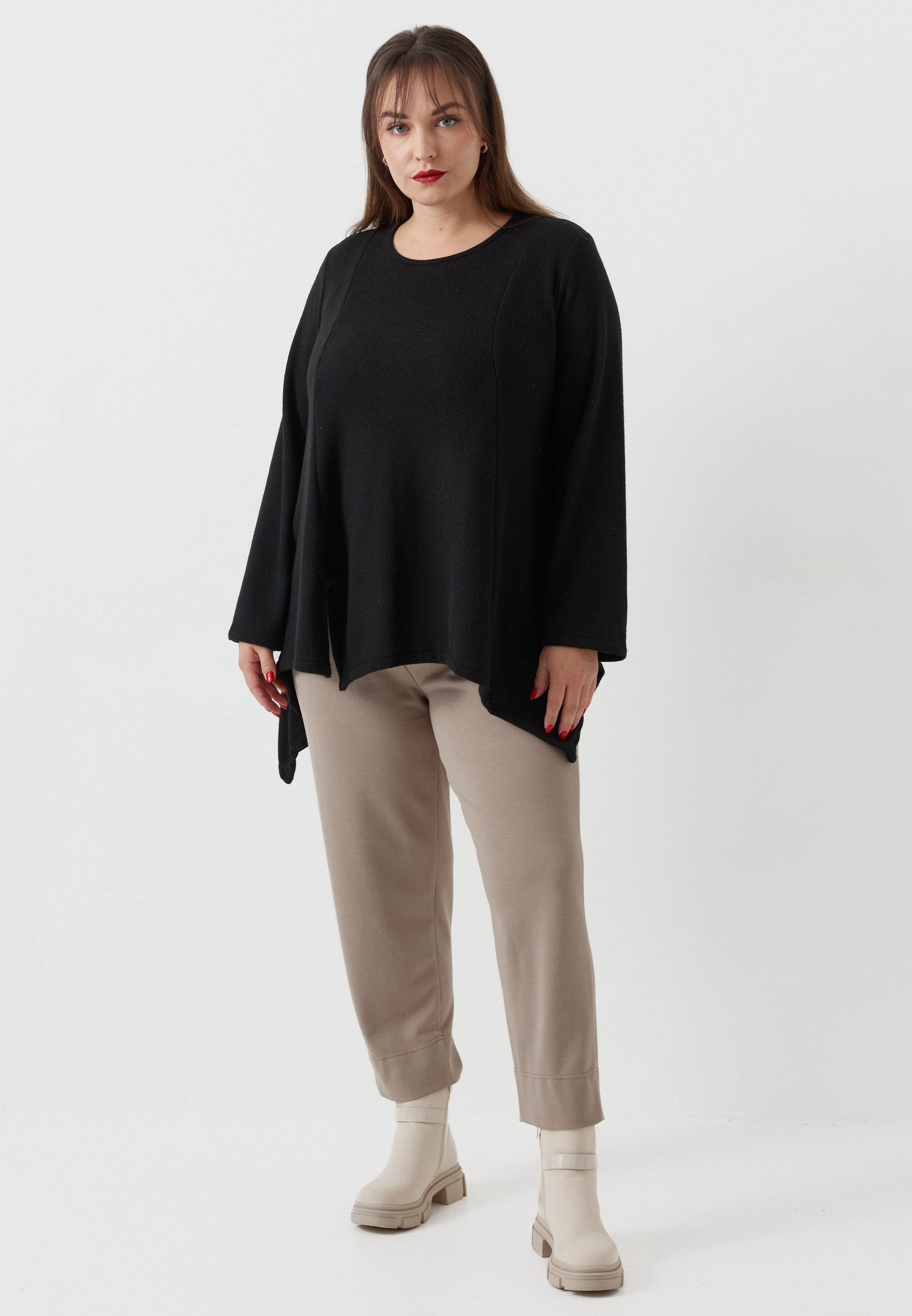 Kekoo Tunikashirt mit 'Noctura' Saum asymmetrischem Shirt A-Linie