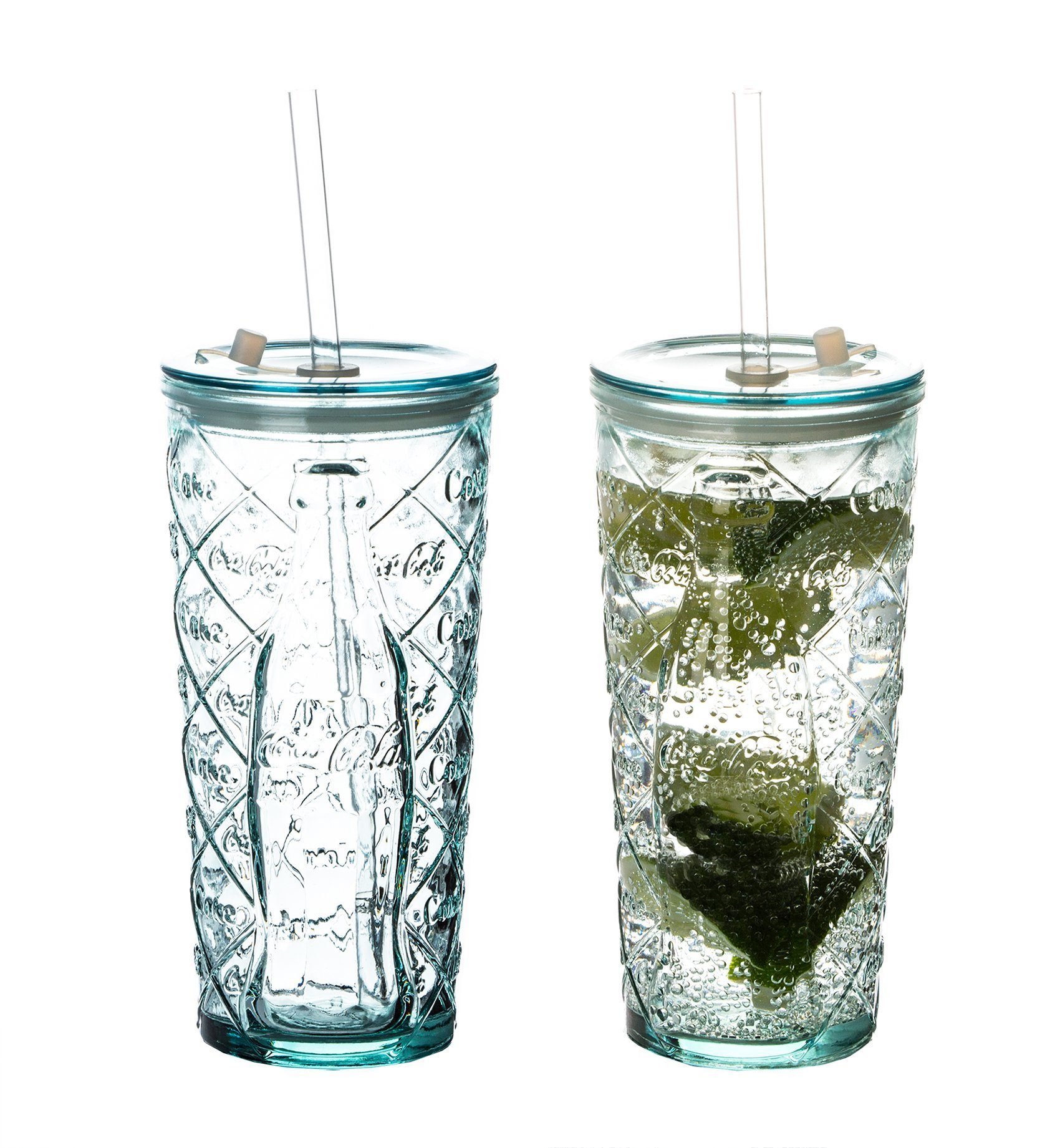 BigDean Longdrinkglas »2x Coca−Cola Gläser 0,5 l mit Strohhalm − Rauten −  100% recycled − Trinkglas mit Deckel − To Go Becher − Made in Spain«, Glas  online kaufen | OTTO