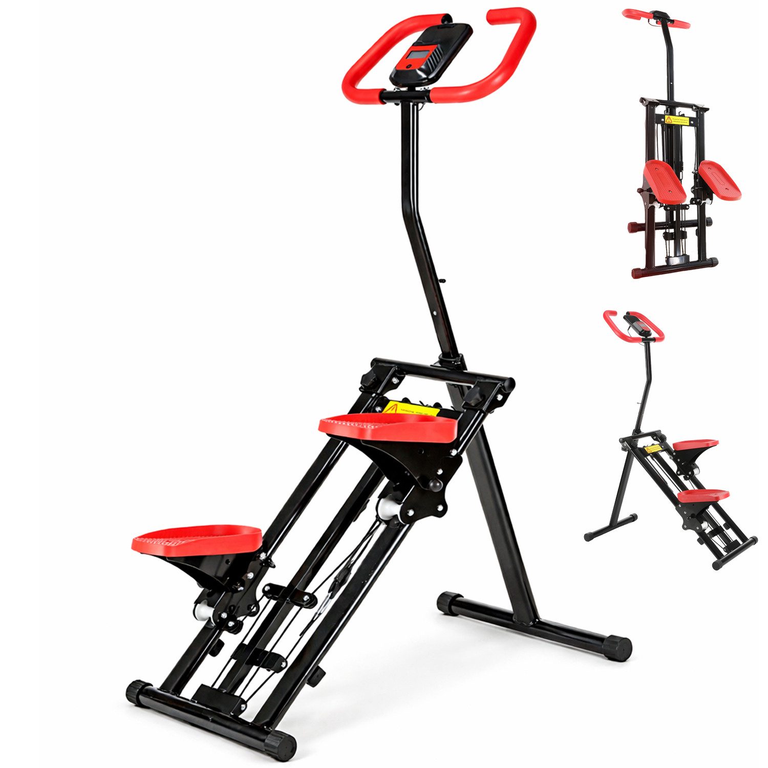 kehot Stepper Klappbar Klettertrainer für Ganzkörpertraining mit Griffstange, Zähler (Höhenverstellbar in 3 Stufen,Tragbarer Treppensteiger, bis 100 kg, Mit 6 Widerstandsbändern à 45 lbs für Zusätzliche Intensität), Platzsparendes, Cardio Übung Climber, Ganzkörpertraining