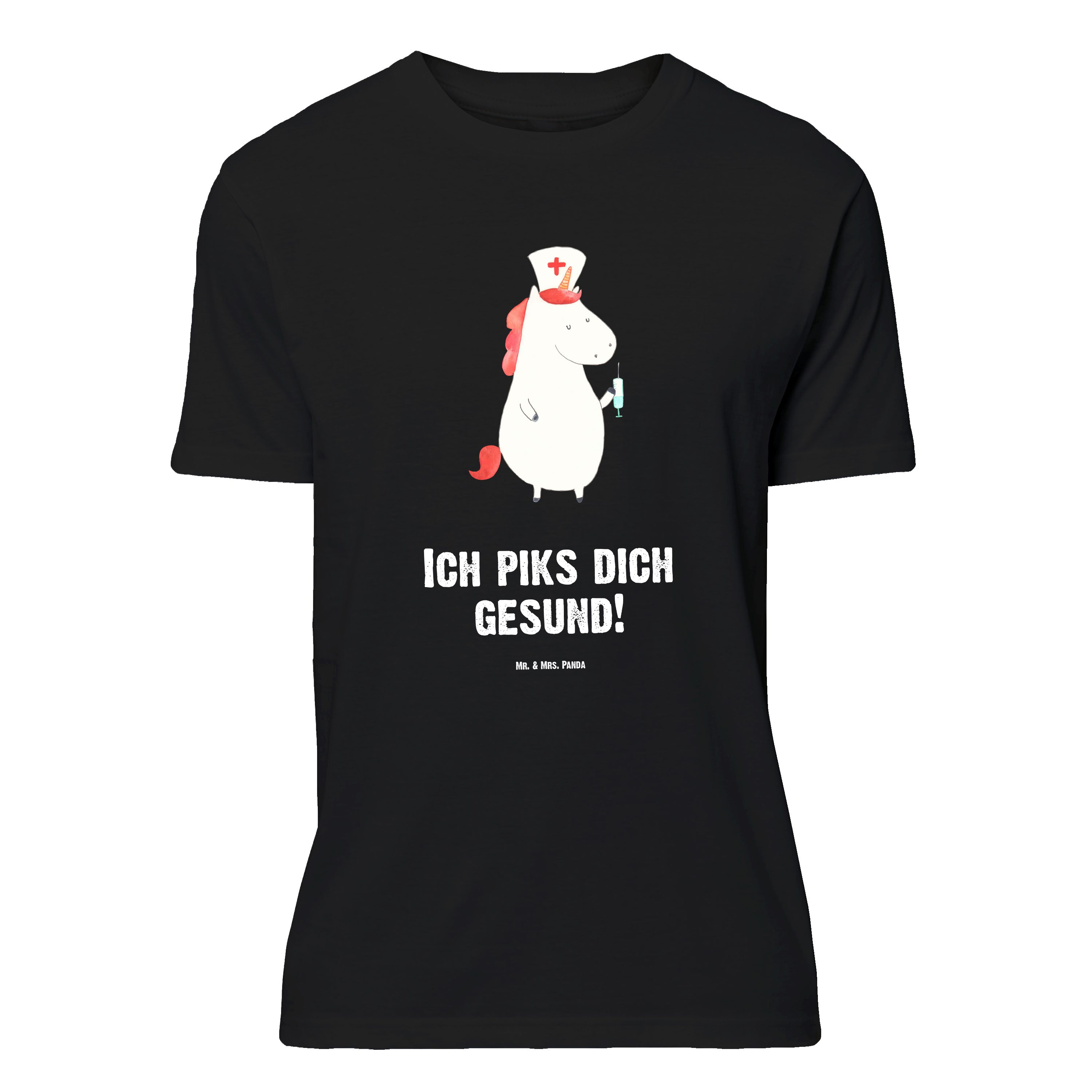 Mr. & Mrs. Panda T-Shirt Einhorn Krankenschwester - Schwarz - Geschenk, Party, Tshirt, Einhörn (1-tlg)
