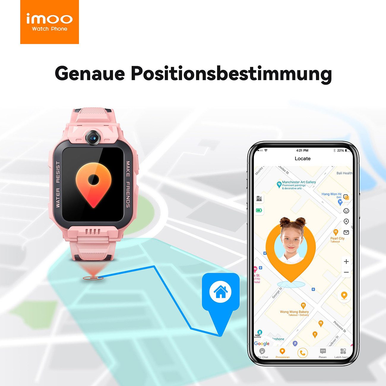 imoo Z7 Smartwatch, Kindersmartwatch, Video- und Sprachanrufe, IPX8 wasserdicht