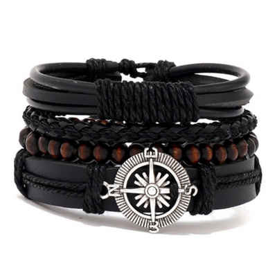 BUNGSA Armband Lederarmband breit braun/schwarz Unisex - 8 Designs (1 Armband, 1-tlg), Bracelet Armschmuck