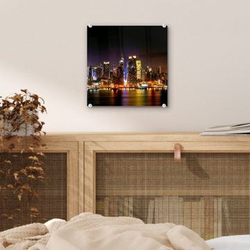 MuchoWow Acrylglasbild New York - Skyline - Farben, (1 St), Glasbilder - Bilder auf Glas Wandbild - Foto auf Glas - Wanddekoration