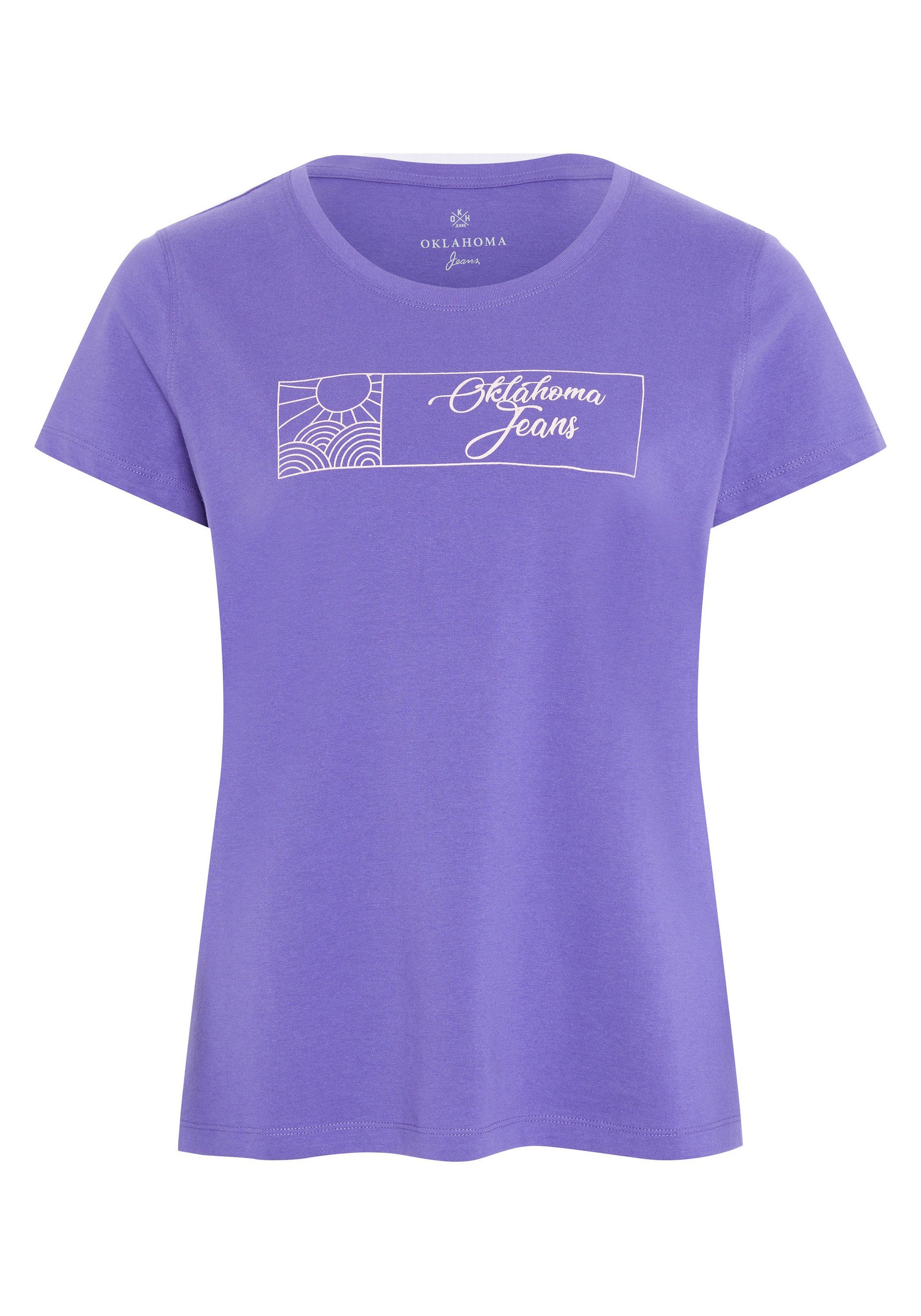 Oklahoma Jeans Print-Shirt mit Sonnenprint und Logo 18-3737 Passion Flower