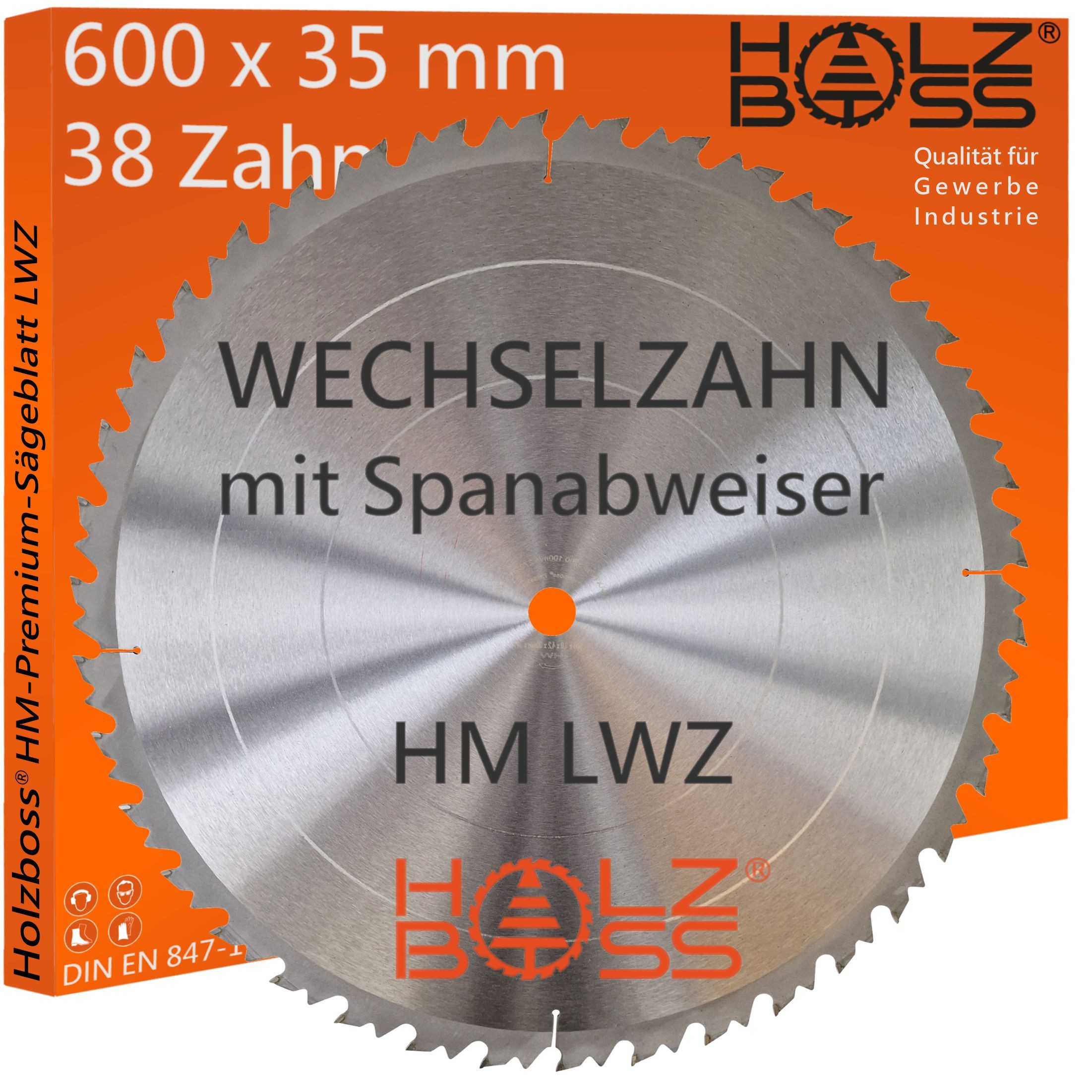 Holzboss® Sägeblatt HM-Kreissägeblatt 38xZahn LWZ 600x35 mm mit Spanabweiser Rückschlagarm