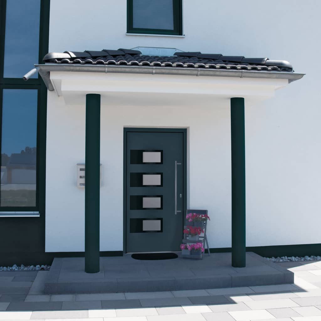 vidaXL Haustür 100 x 200 cm Haustür Anthrazit 100x200 cm Kunststoff mit Milchglas und