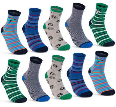 sockenkauf24 Socken 10 Paar Kinder Socken Jungen & Mädchen Baumwolle Kindersocken (27-30) - 54375