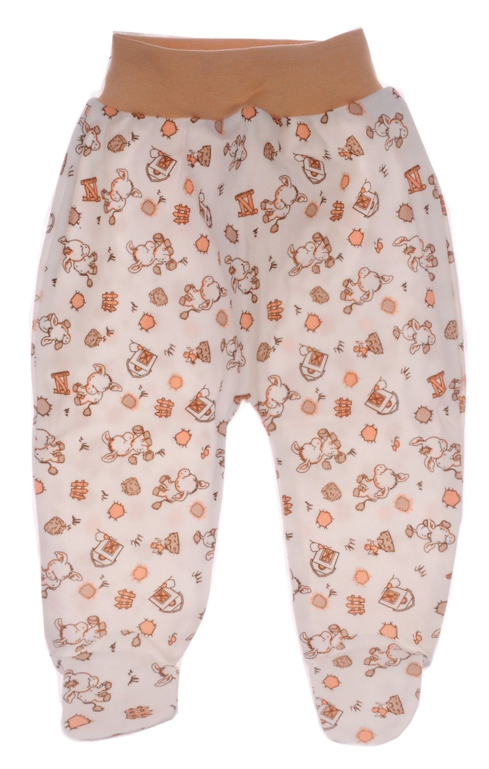 Schlupfhose Baby Hose mit Füßchen mit Eselmuster Erstlingshose aus Baumwolle, gemustert, unisex, 50 56 62 68