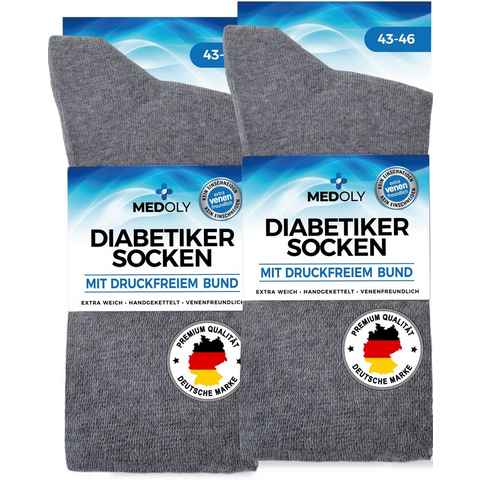 MEDOLY Diabetikersocken mit 97% Baumwolle, ohne Bund (6 Paar) ohne störende Naht