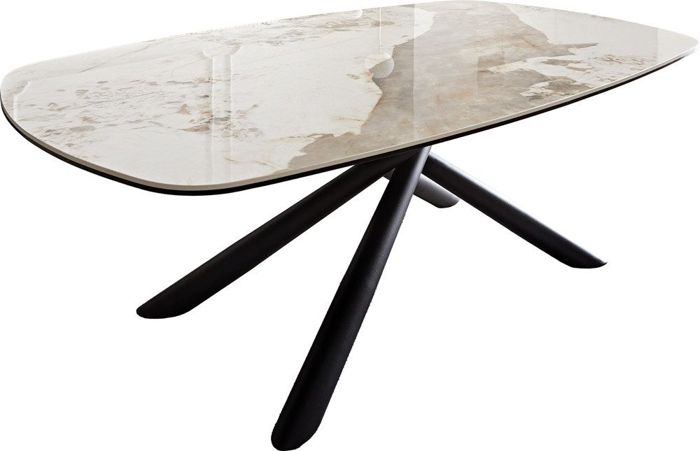 DELIFE Couchtisch Sarita, Keramik Minas Melange Weiß-Beige 120x70 cm Gestel günstig online kaufen