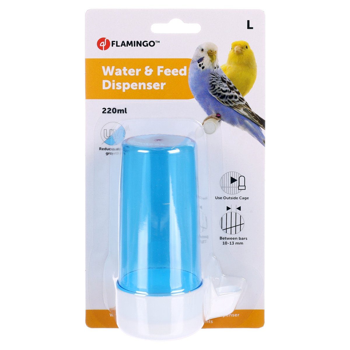 Flamingo Vogeltränke Wasser & Futterbrunnen Neri blau/weiß 0.22 l