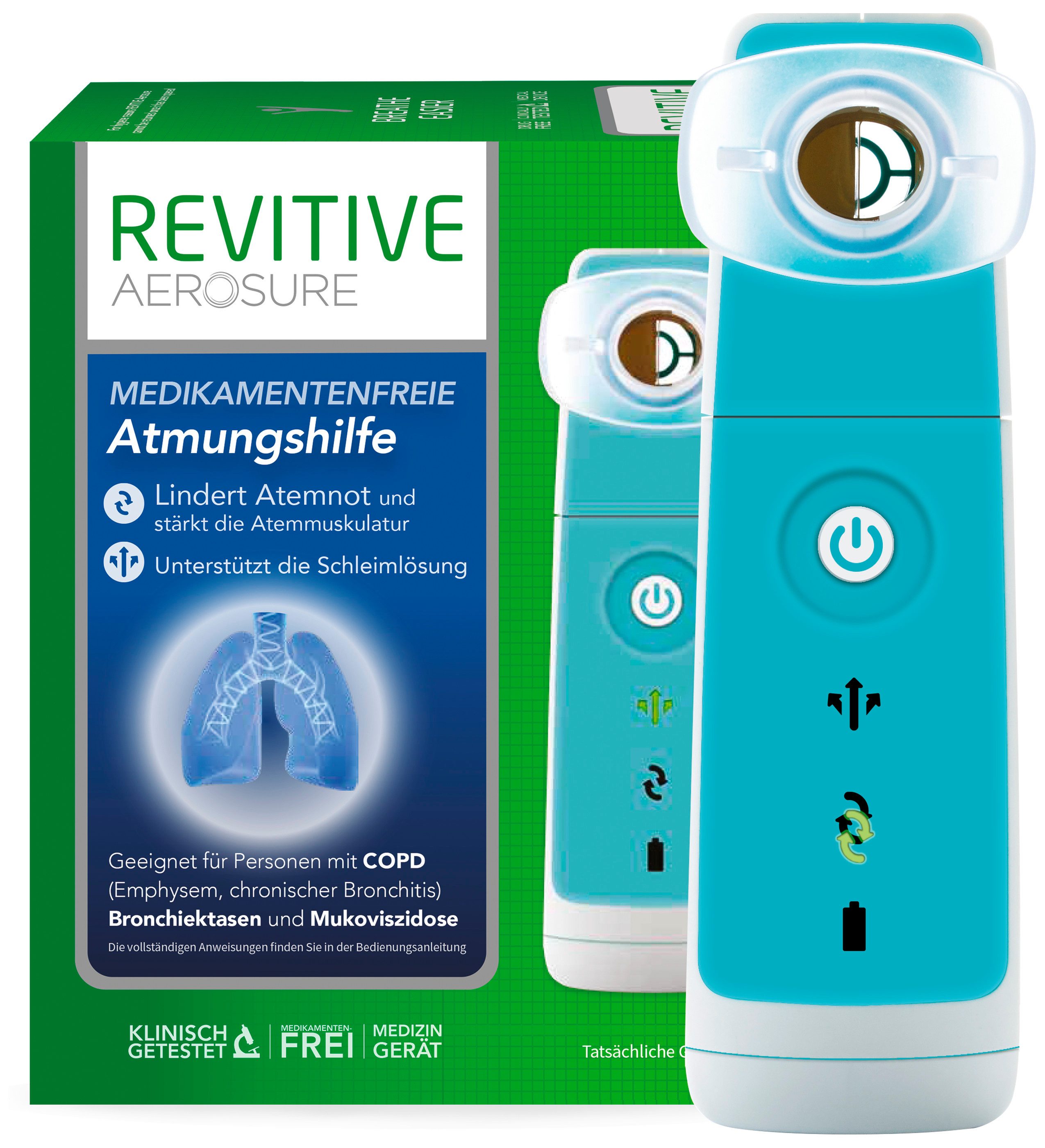 REVITIVE Inhalationsgerät Aerosure, unterstützt die Schleimlösung, einfach zu bedienen und zu reinigen; Arzneimittelfreie Atemhilfe
