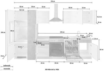 wiho Küchen Küchenzeile Zell, mit E-Geräten, Breite 310 cm