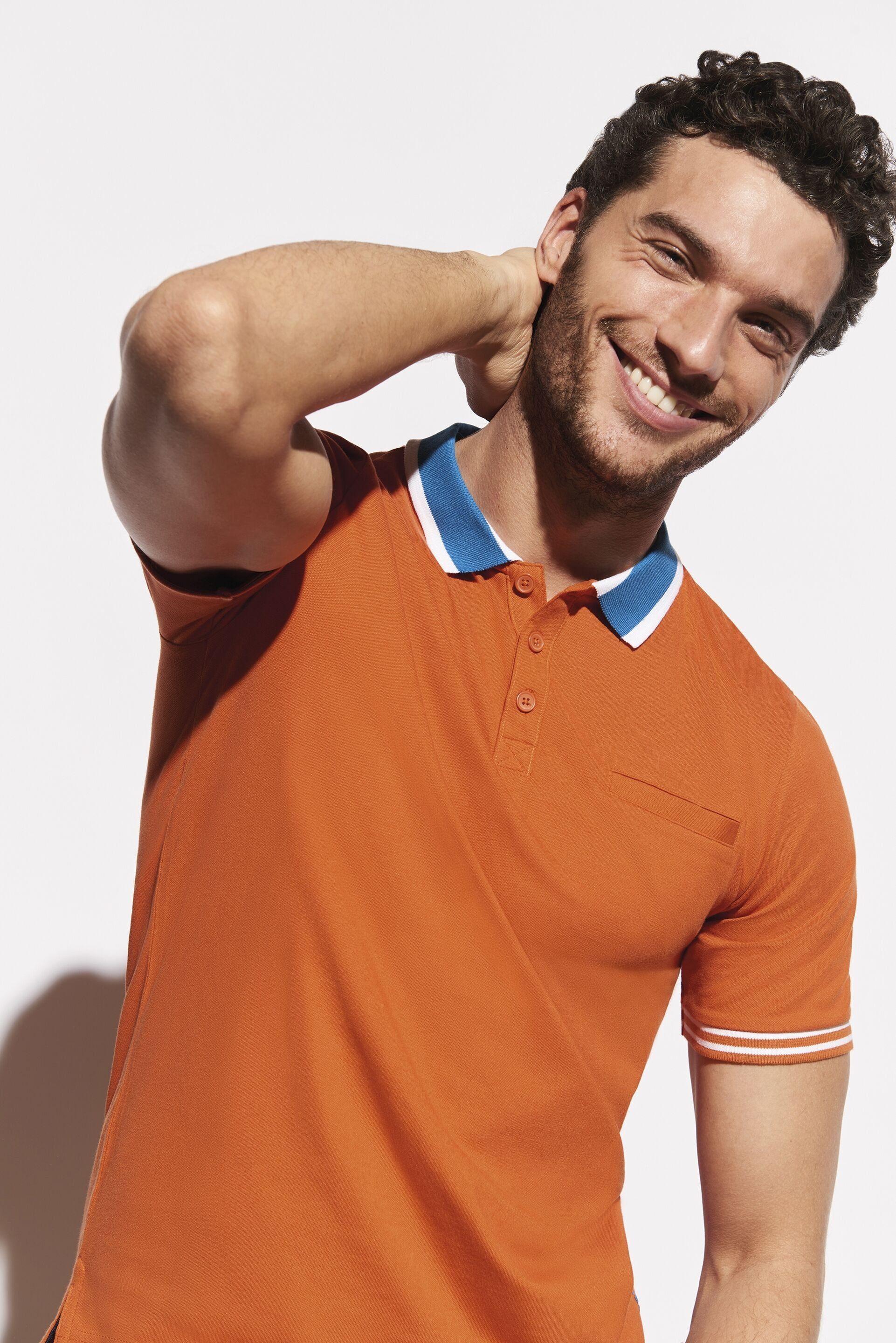 HECHTER PARIS Poloshirt mit Colorblock-Kragen orange