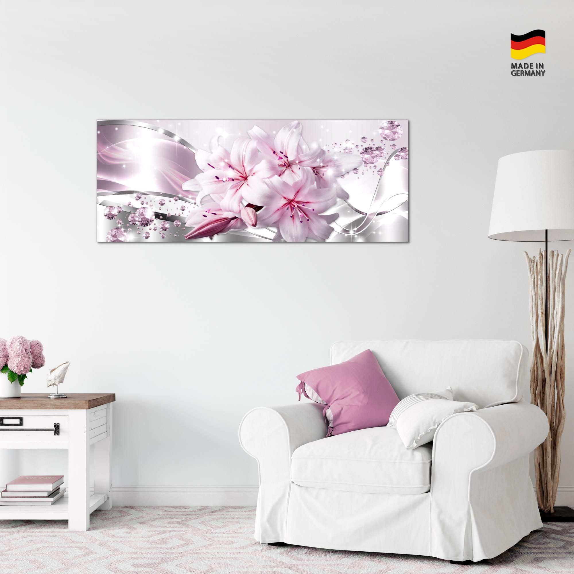 Runa Art Wandbild Wandbild Blumen Bilder XXL Wohnzimmer Schlafzimmer 100 x 40 cm, Rosa – Bild 5 von 5