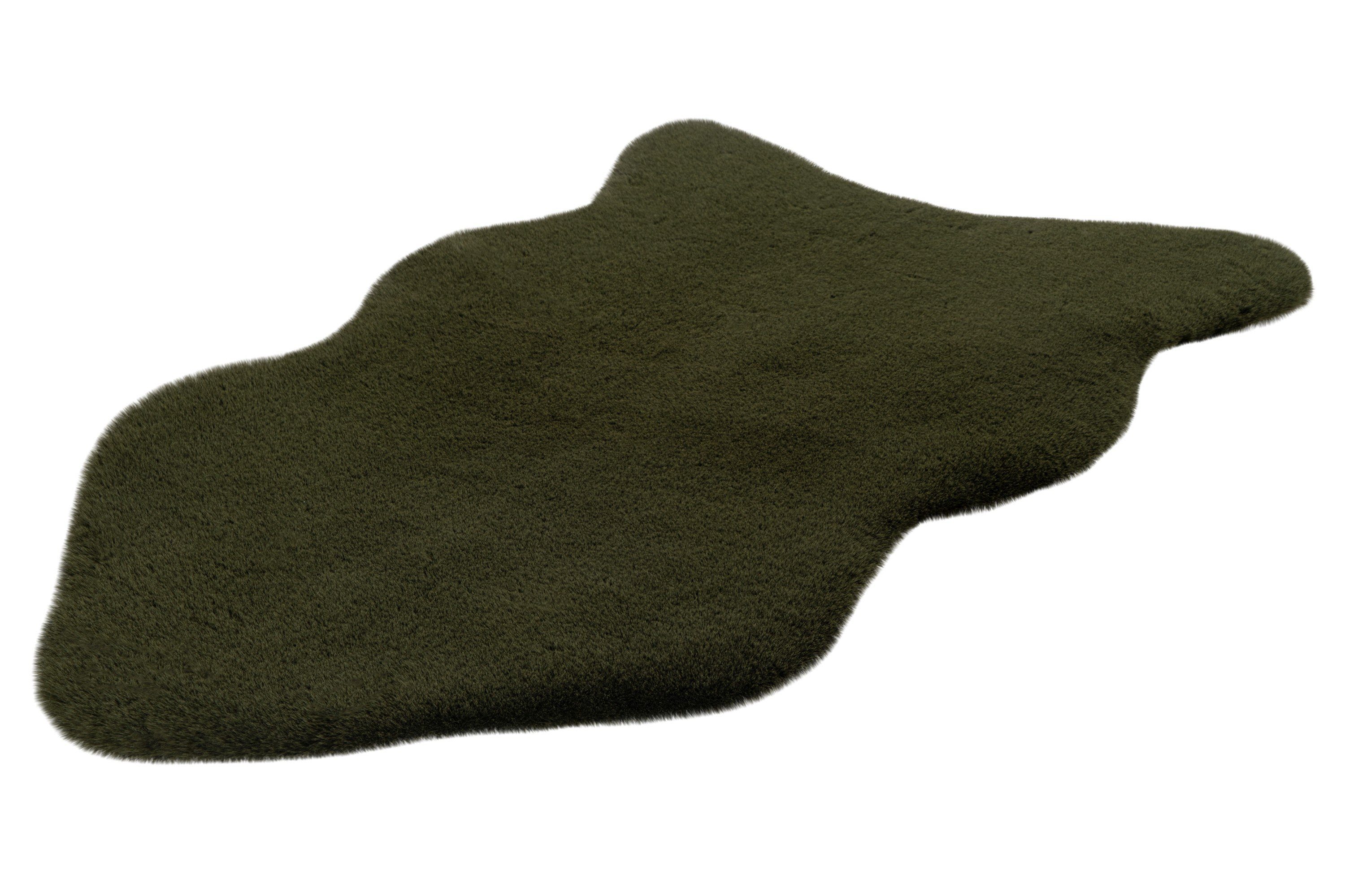 Fellteppich Fellförmig, 60 GMD HEAVEN, basil Kunstfell-Teppich, Höhe: mm, 35 (dunkelgrün) Living, 90 cm flauschiger x
