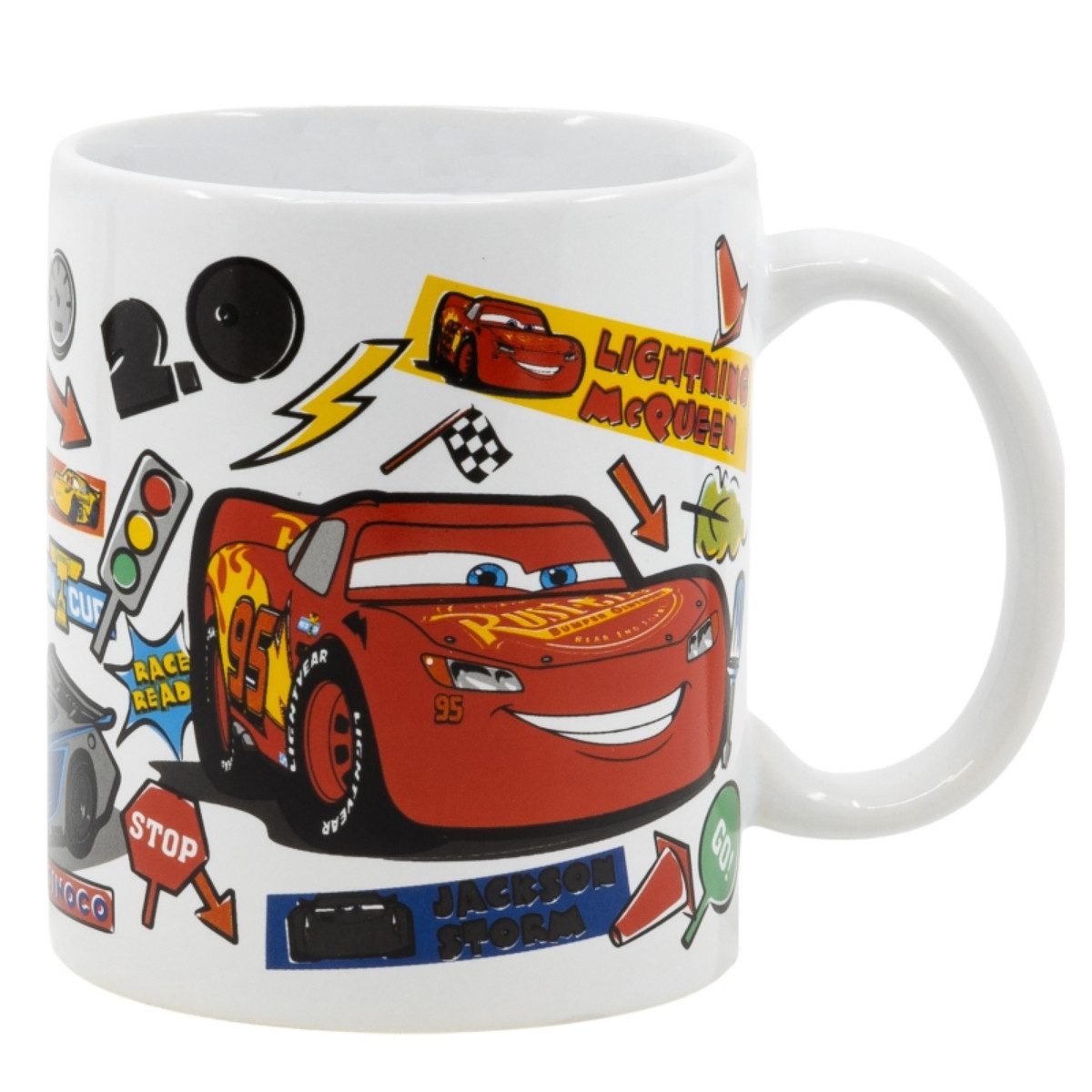 Storline Tasse Disney Cars Tasse 325ml Stickers Design – im Geschenkset, Keramik