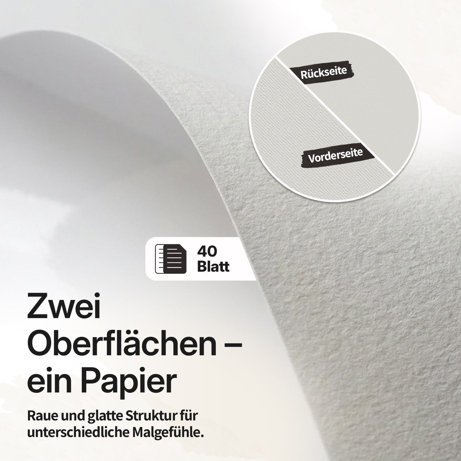 Belmique Aquarellpapier Aquarell Block mit rauer & glatter Oberfläche 300 g/m², inkl. Zubehör und Videokurs – Bild 3 von 5