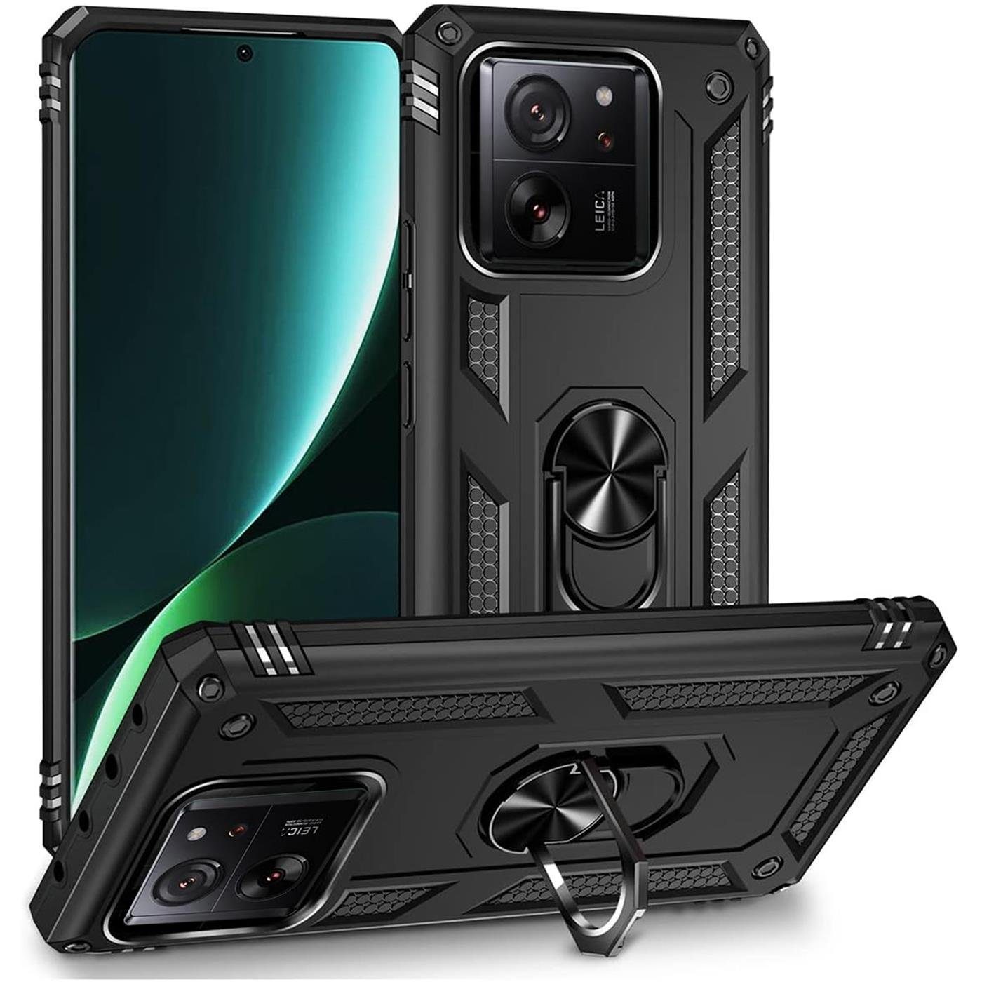 CoolGadget Handyhülle Armor Shield Case für Xiaomi 13T / 13T Pro 6,36 Zoll, Outdoor Cover Magnet Ringhalterung Handy Hülle für Xiaomi 13T Pro
