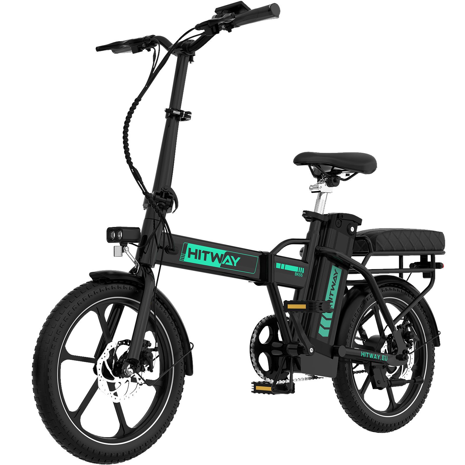 HITWAY E-Bike Cityrad Faltrad 16 Zoll, 468Wh Akku, bis 100 km Elektrofahrrad Pedelec, 1 Gang, Kettenschaltung, Heckmotor, 468 Wh, faltbares Citybike mit App & Gepäckträger