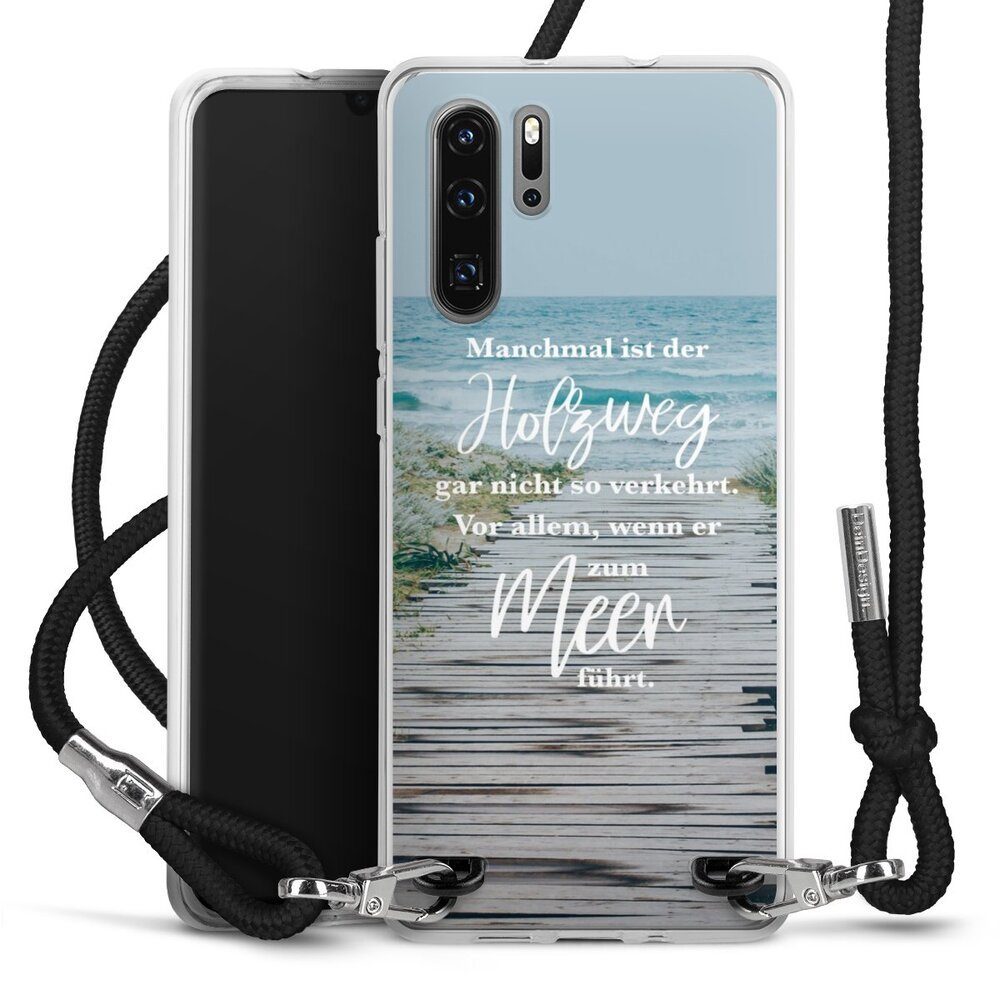DeinDesign Handyhülle Strand Statement Spruch Holzweg, Huawei P30 Pro