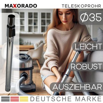Maxorado Teleskoprohr Staubsauger Rohr für Bosch Siemens VSQ8M1 Q 8.0 extraKlasse Edition, Zubehör für Nass und Trockensauger Industriestaubsauger Bodenstaubsauger, Stab Stil Stange für Kärcher Parkside Miele 35mm DN35