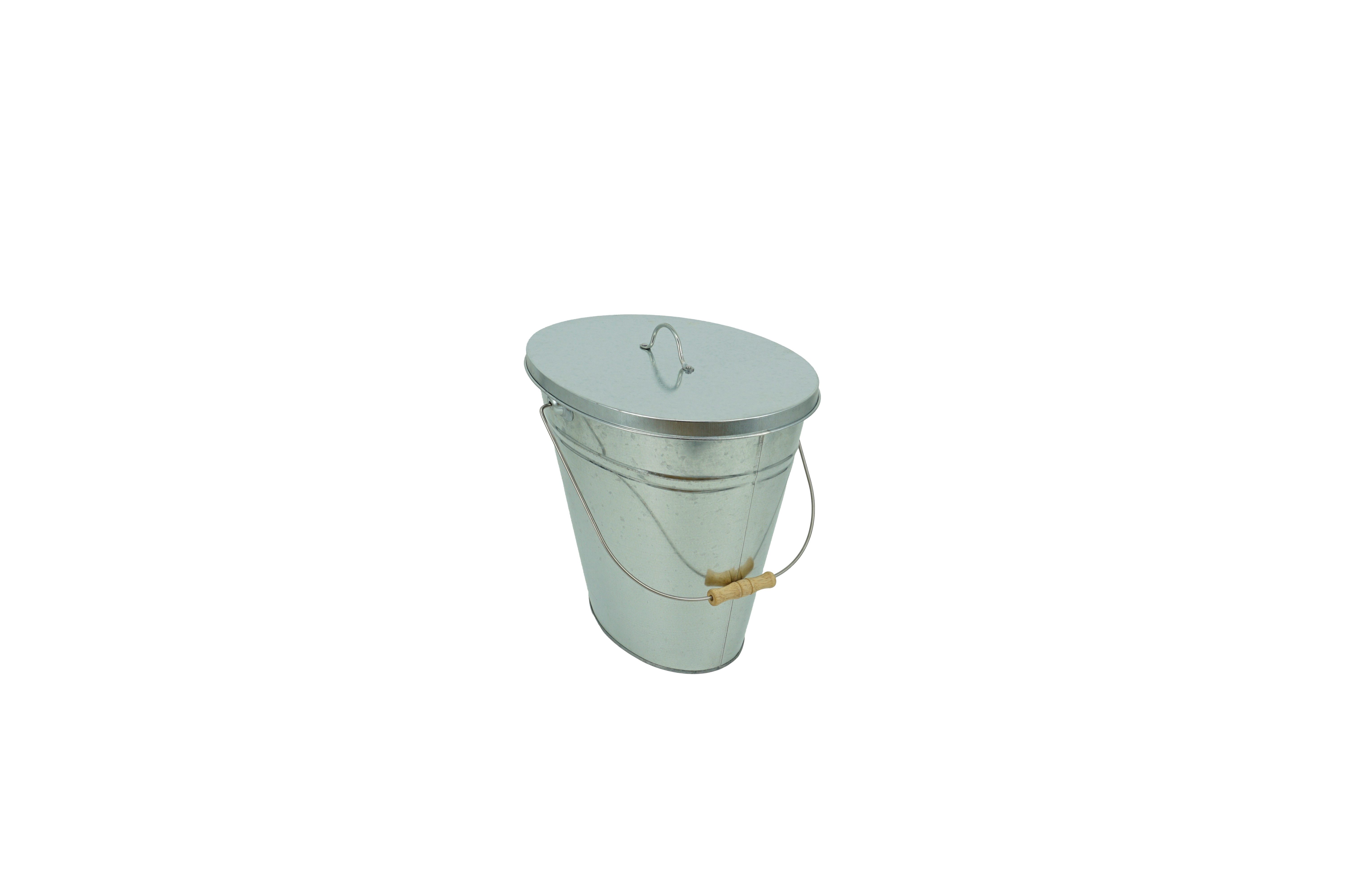 Valo Kaminholzkorb Valo Ascheeimer oval mit Deckel, 24 Liter, verzinkt, Hitzebeständig